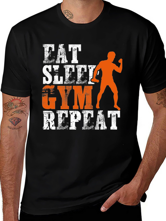 Eat Sleep Gym Repeat Graphic T-Shirt - Mens Fitness Tee