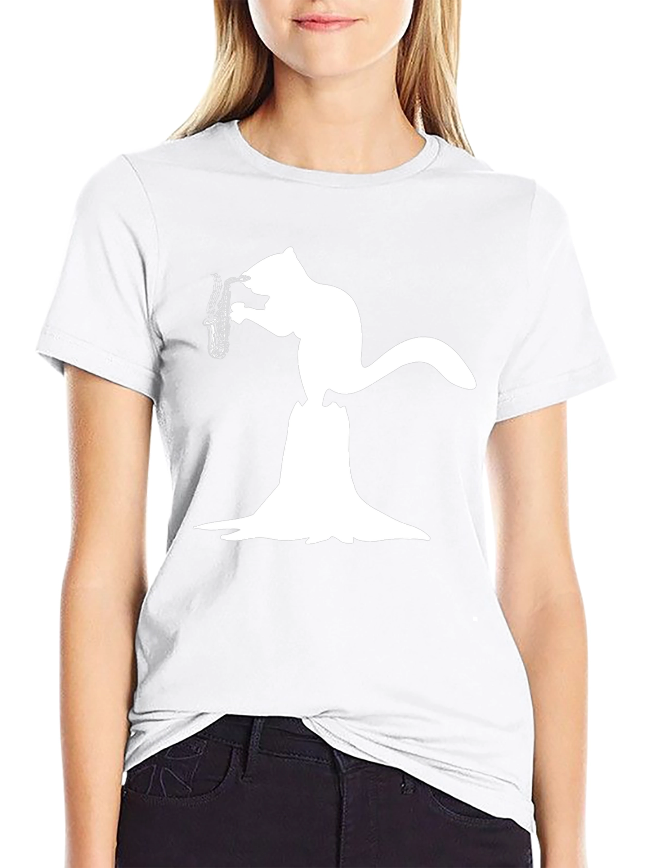 Squirrel Saxophone Black T-Shirt