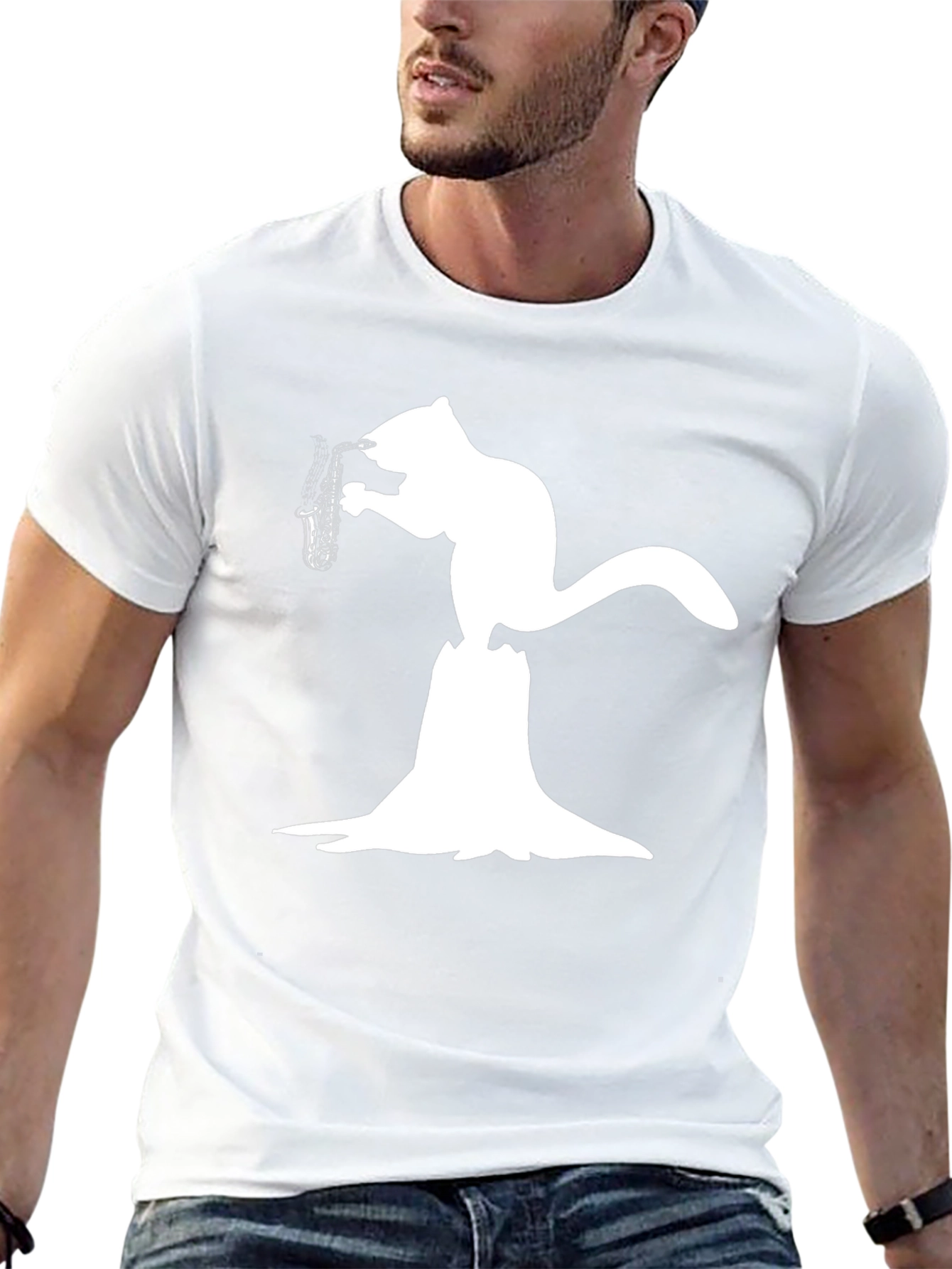 Squirrel Saxophone Black T-Shirt