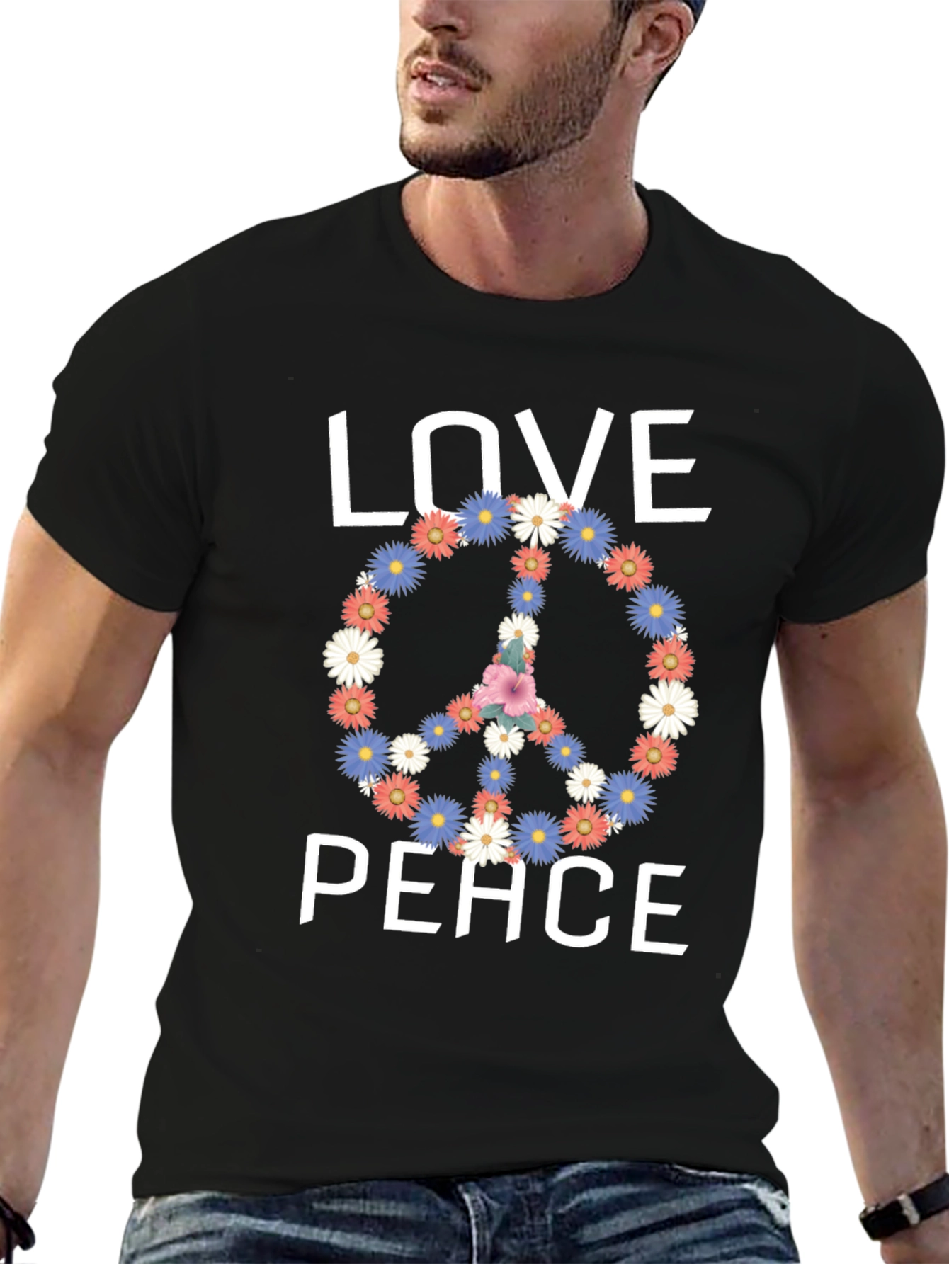 Love & Peace Floral Symbol Graphic Tee