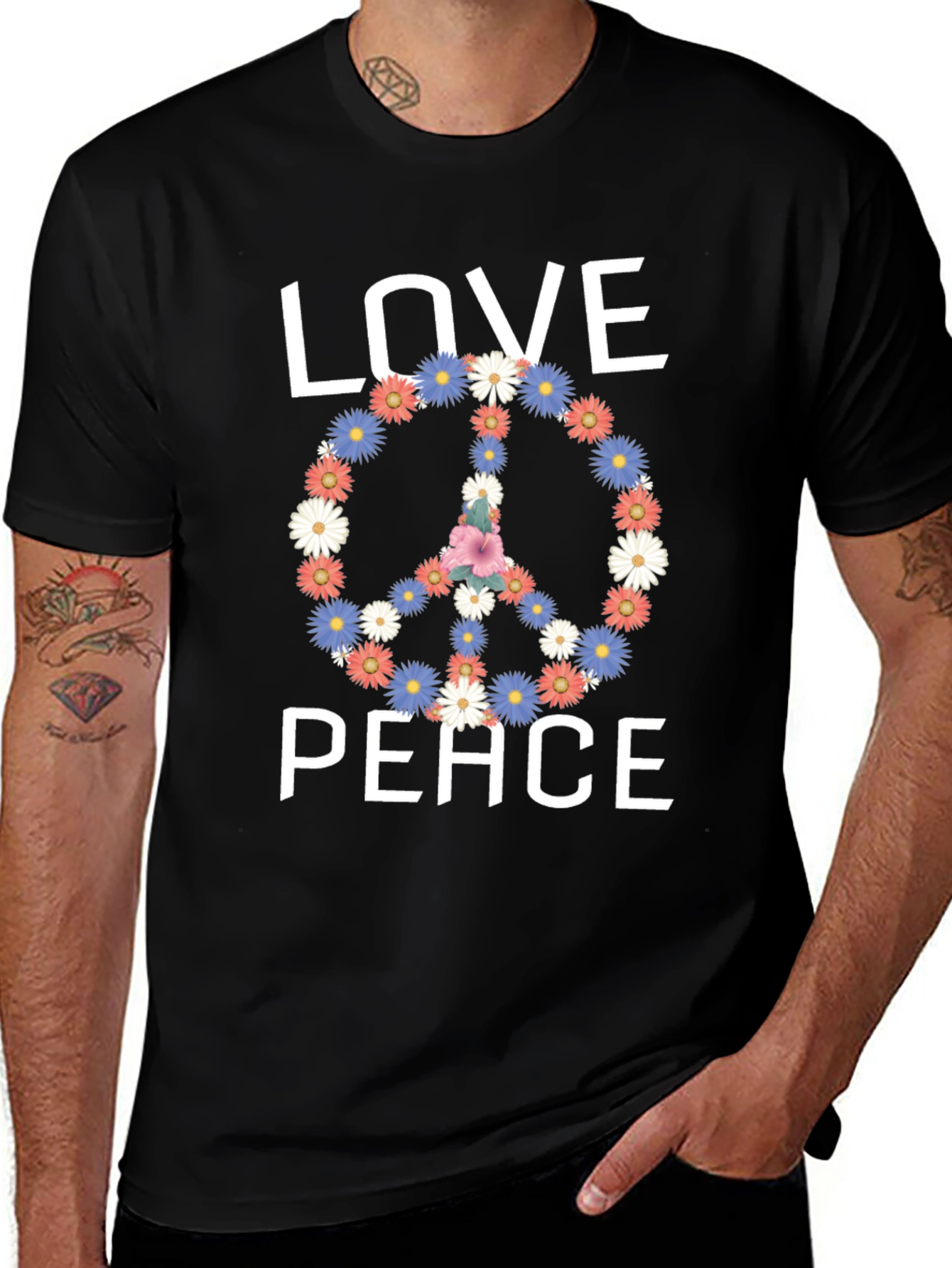 Love & Peace Floral Symbol Graphic Tee