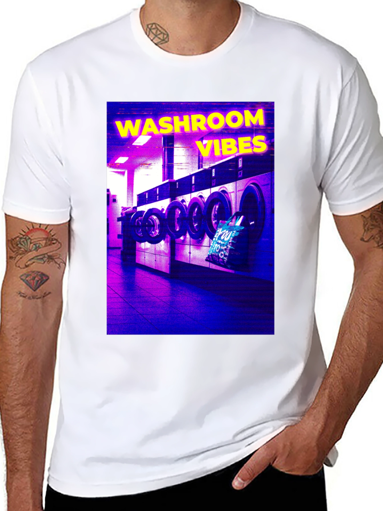 Washroom Vibes Graphic Tee - Unique Retro Design
