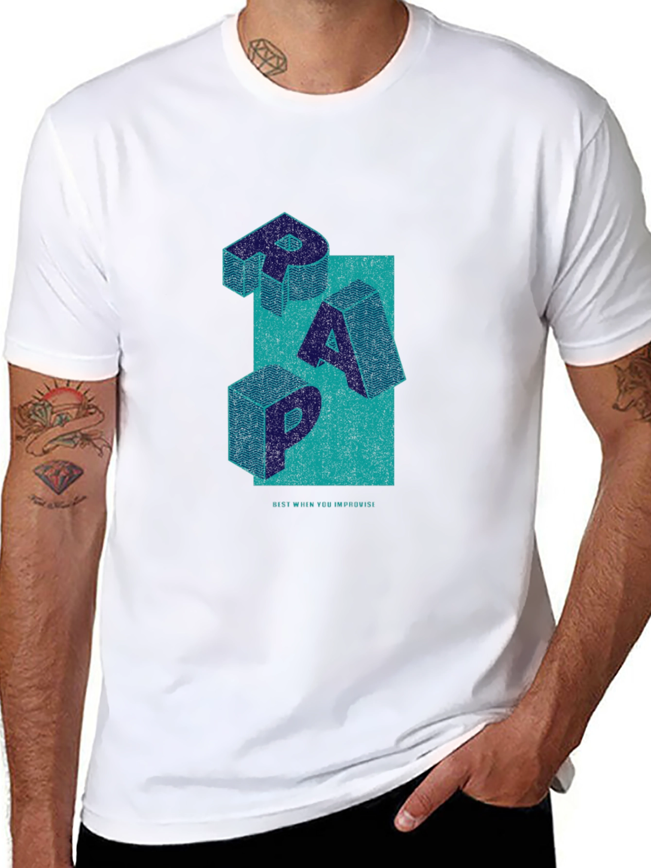 Stylish RAP Graphic Tee - Black