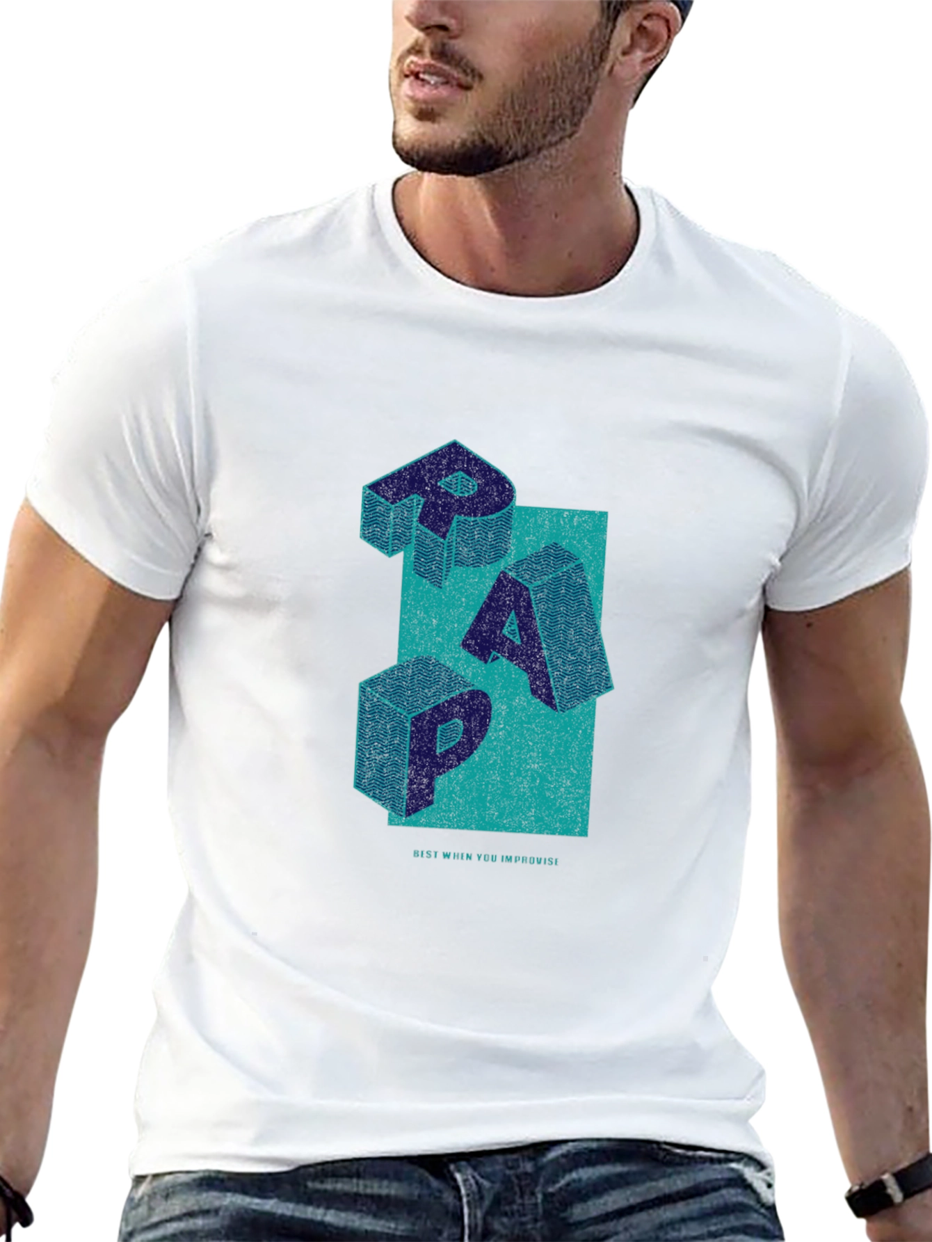 Stylish RAP Graphic Tee - Black