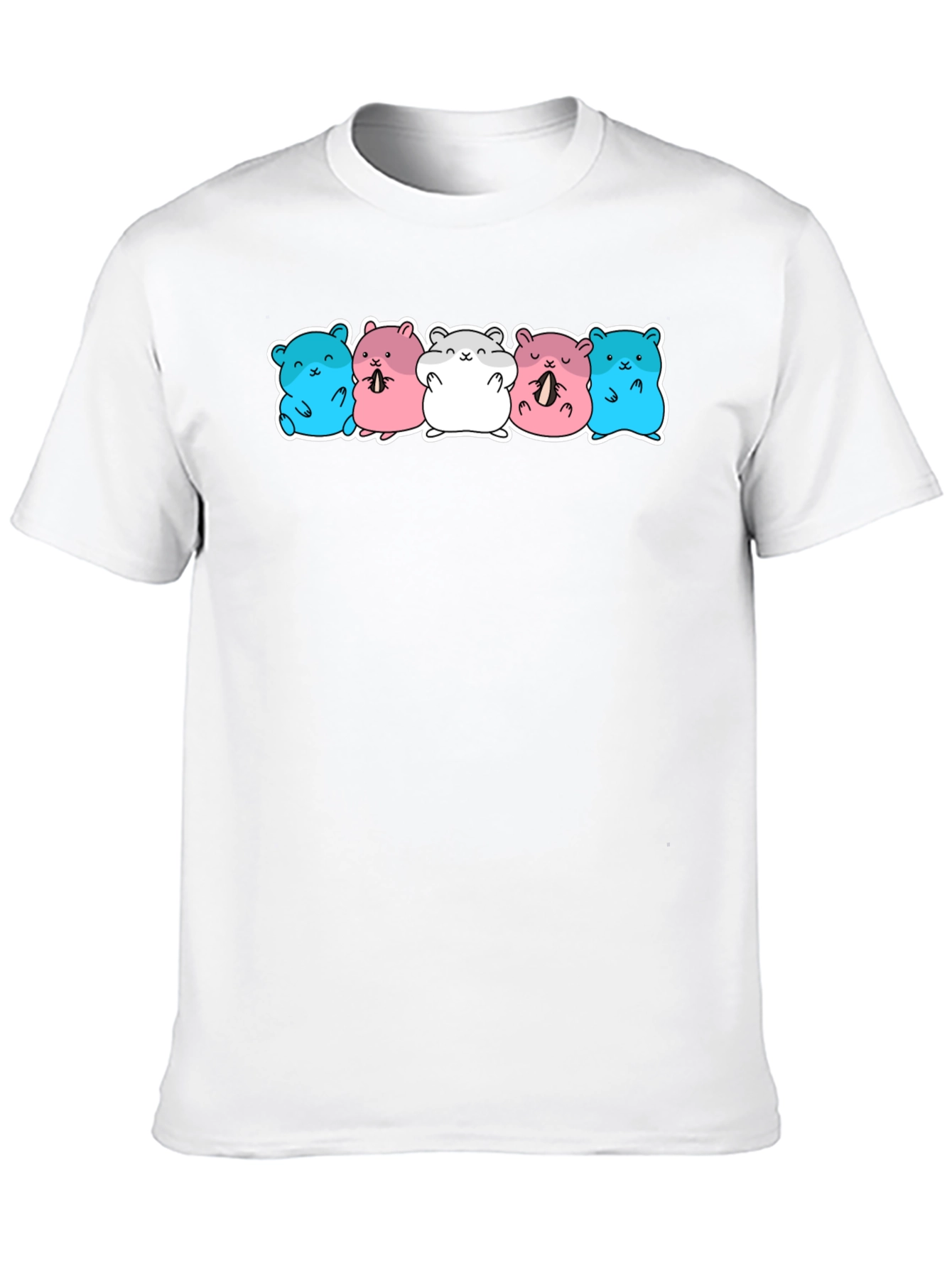 Cute Hamster Pattern Black T-Shirt