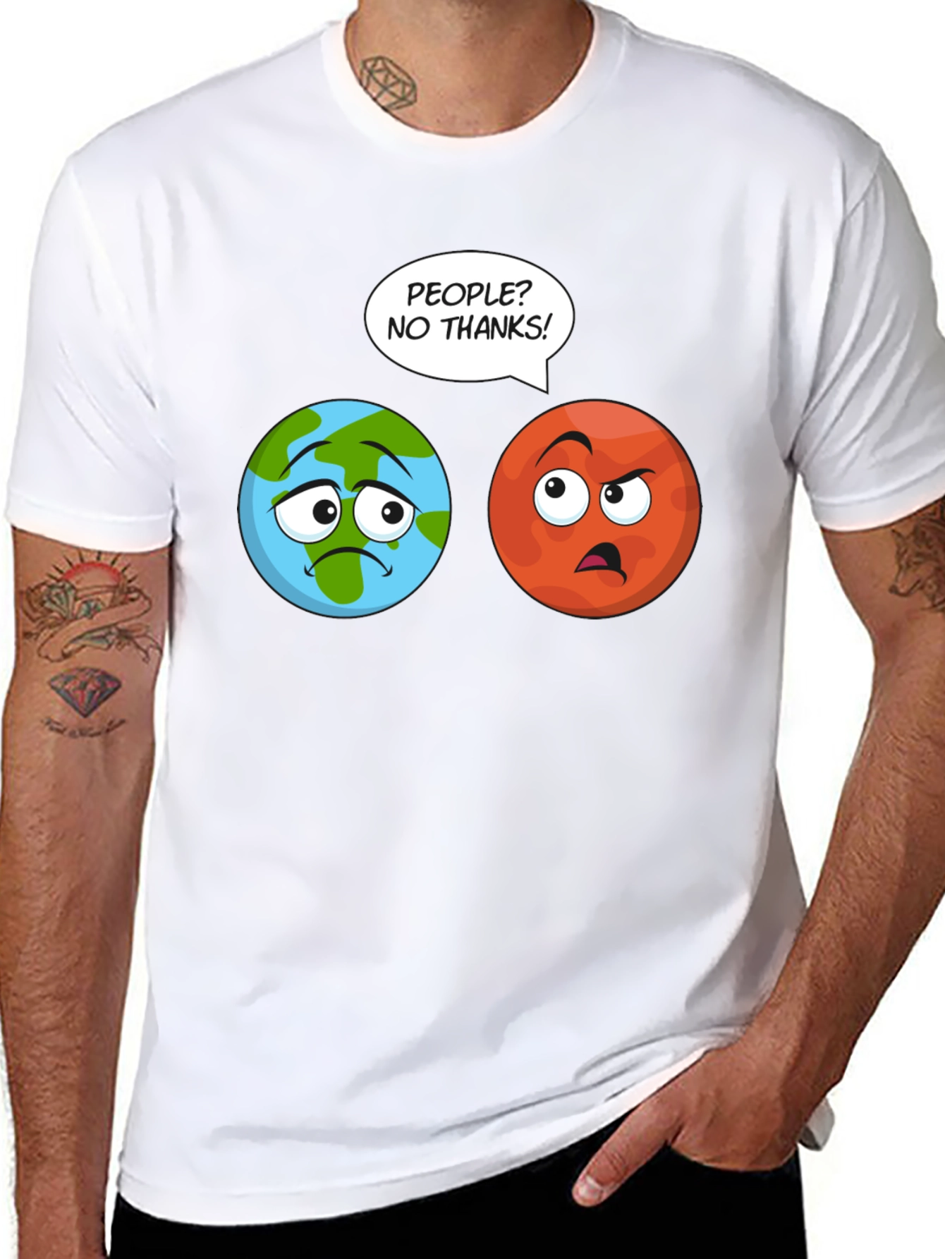 Planet Earth and Mars T-Shirt - No People!