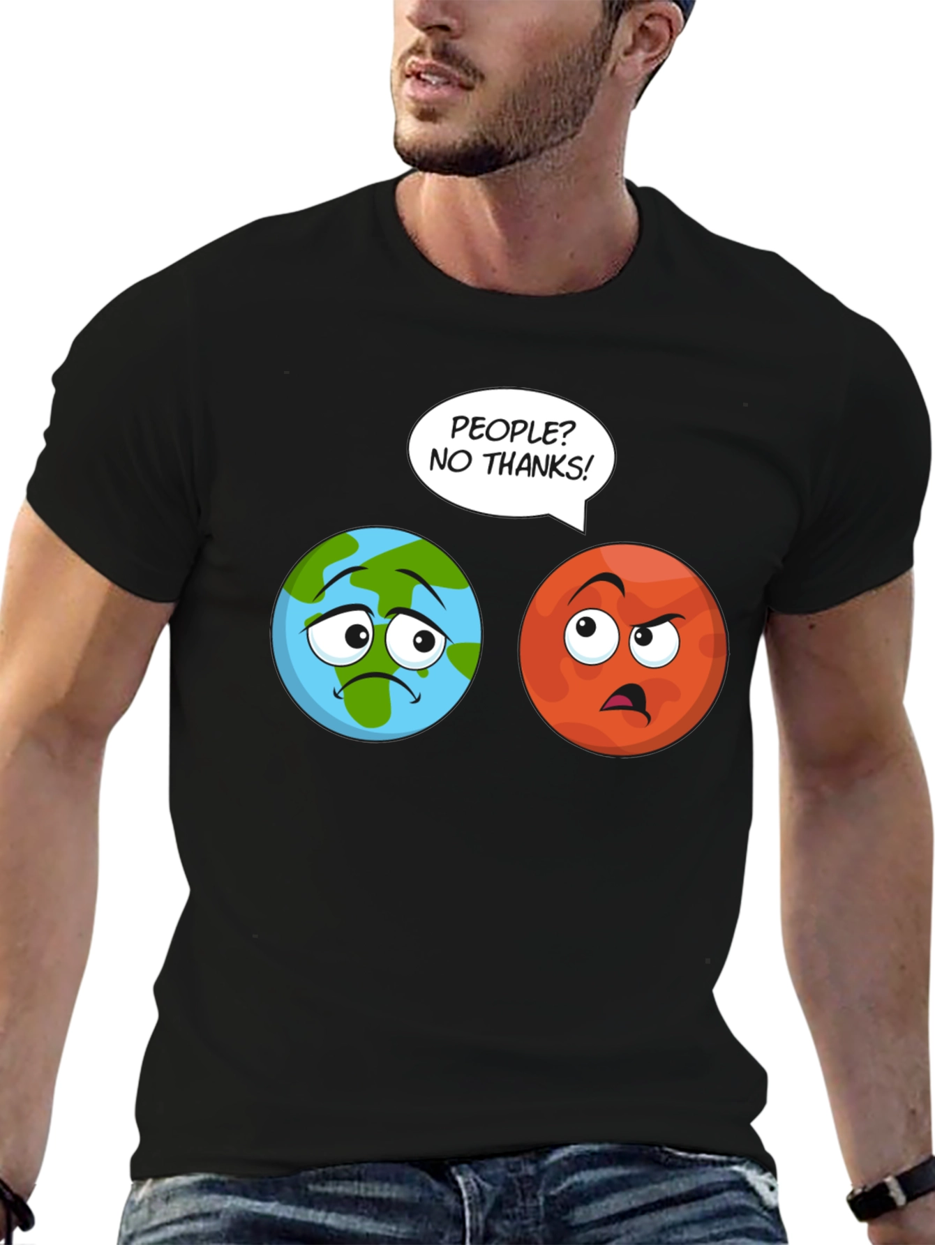 Planet Earth and Mars T-Shirt - No People!