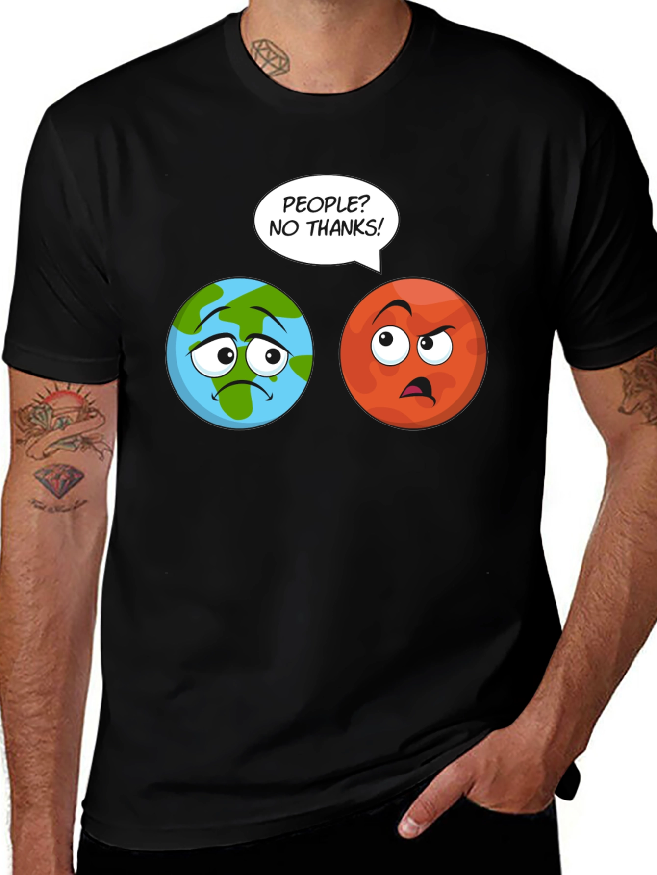 Planet Earth and Mars T-Shirt - No People!