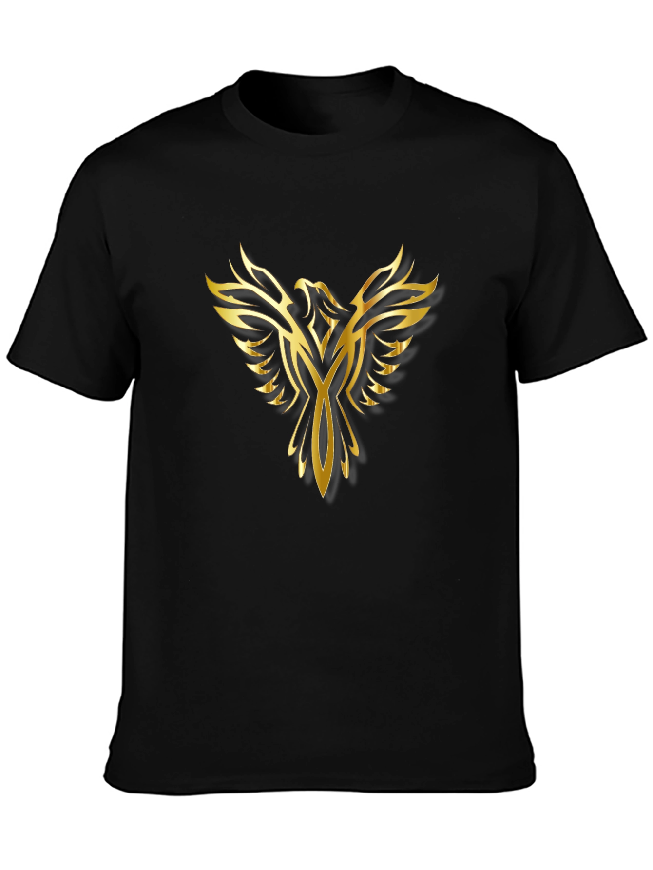 Golden Phoenix Graphic Print Black T-Shirt