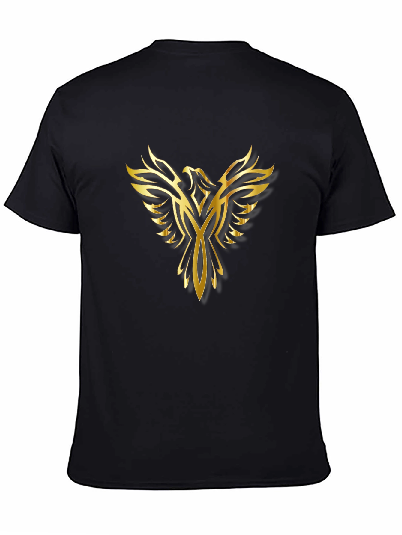 Golden Phoenix Graphic Print Black T-Shirt