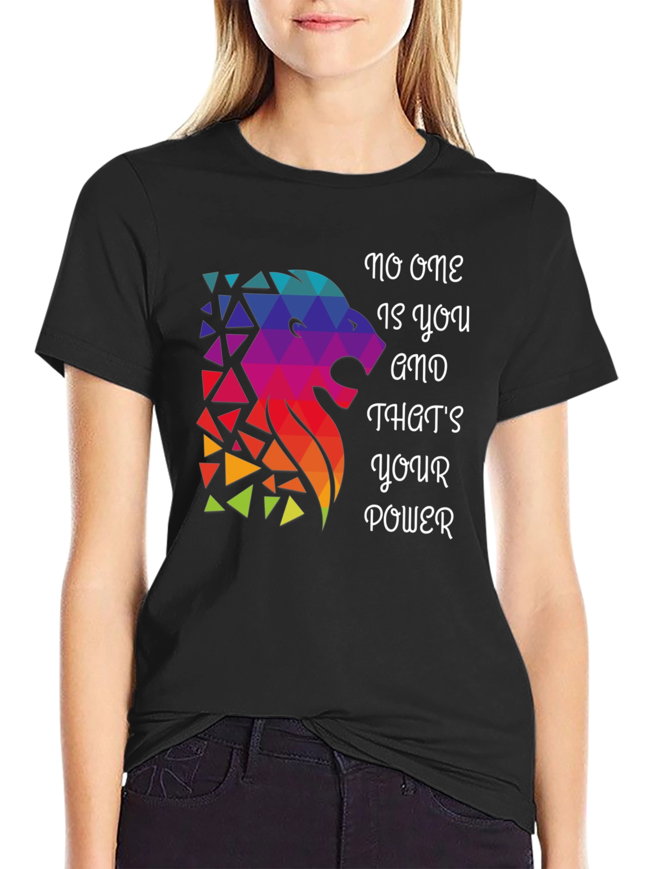 Geometric Lion Graphic T-Shirt - Motivational Design