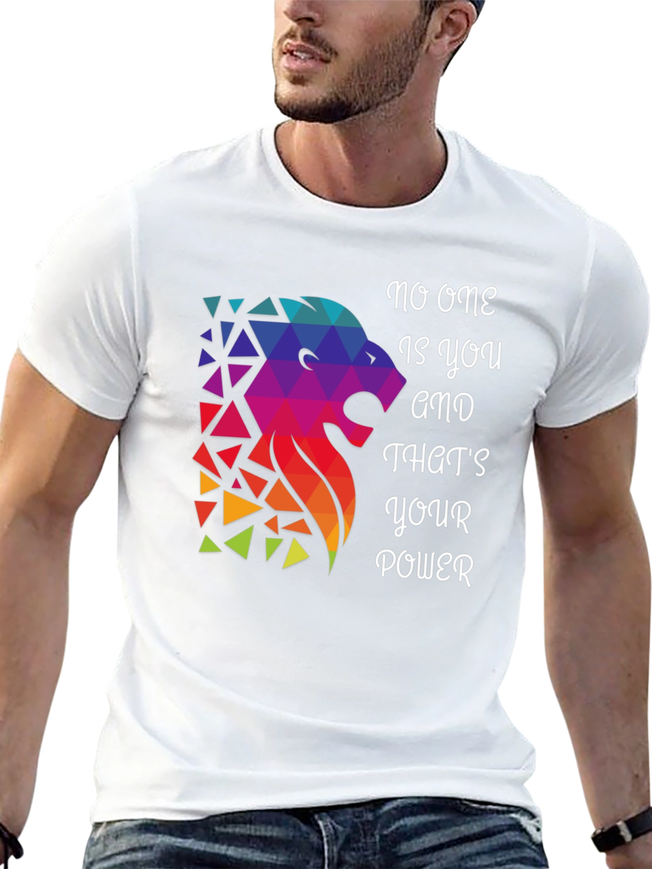 Geometric Lion Graphic T-Shirt - Motivational Design