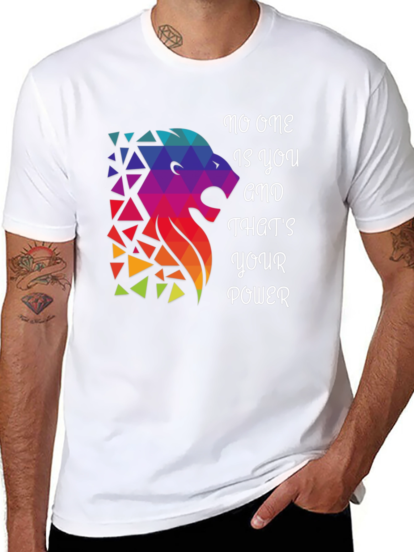 Geometric Lion Graphic T-Shirt - Motivational Design