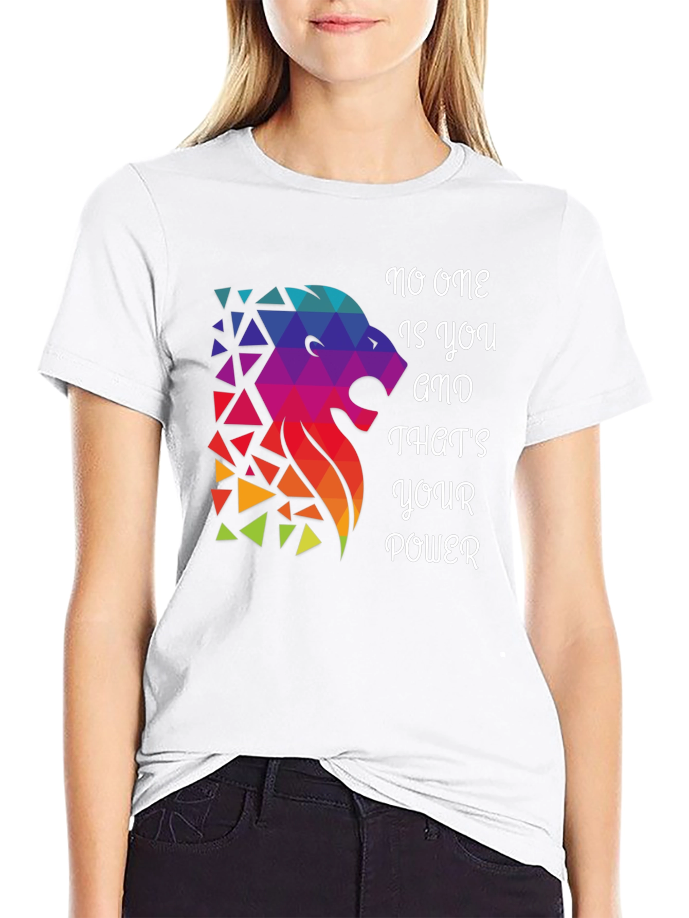 Geometric Lion Graphic T-Shirt - Motivational Design