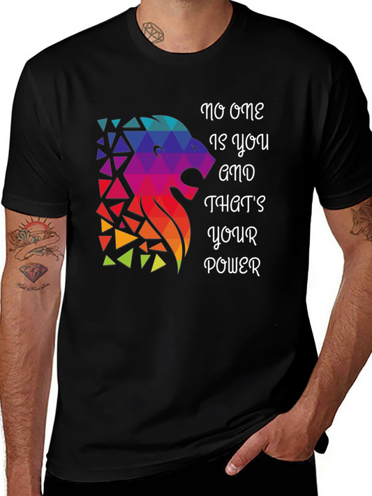 Geometric Lion Graphic T-Shirt - Motivational Design