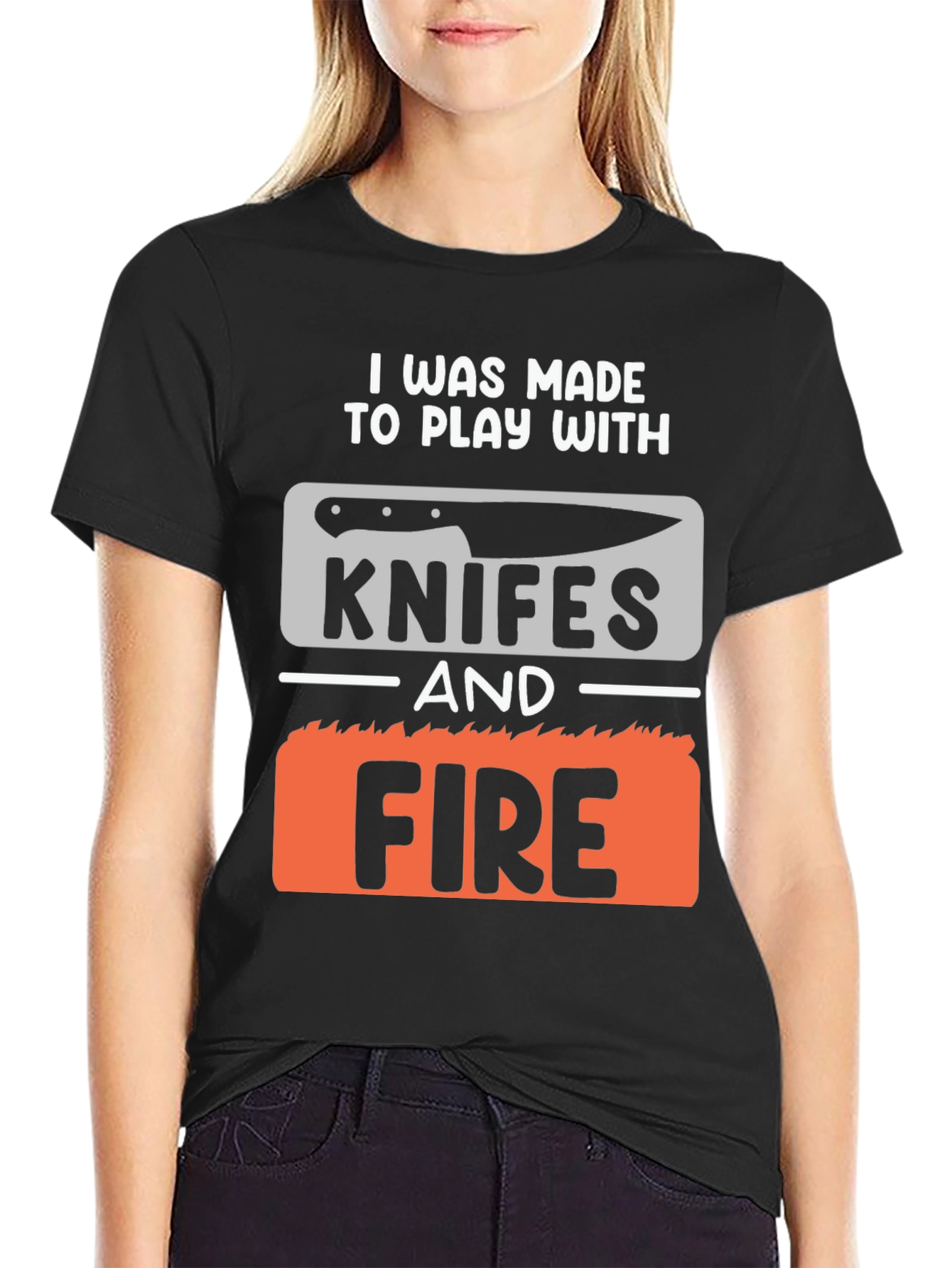 Knives and Fire Graphic T-Shirt - Black