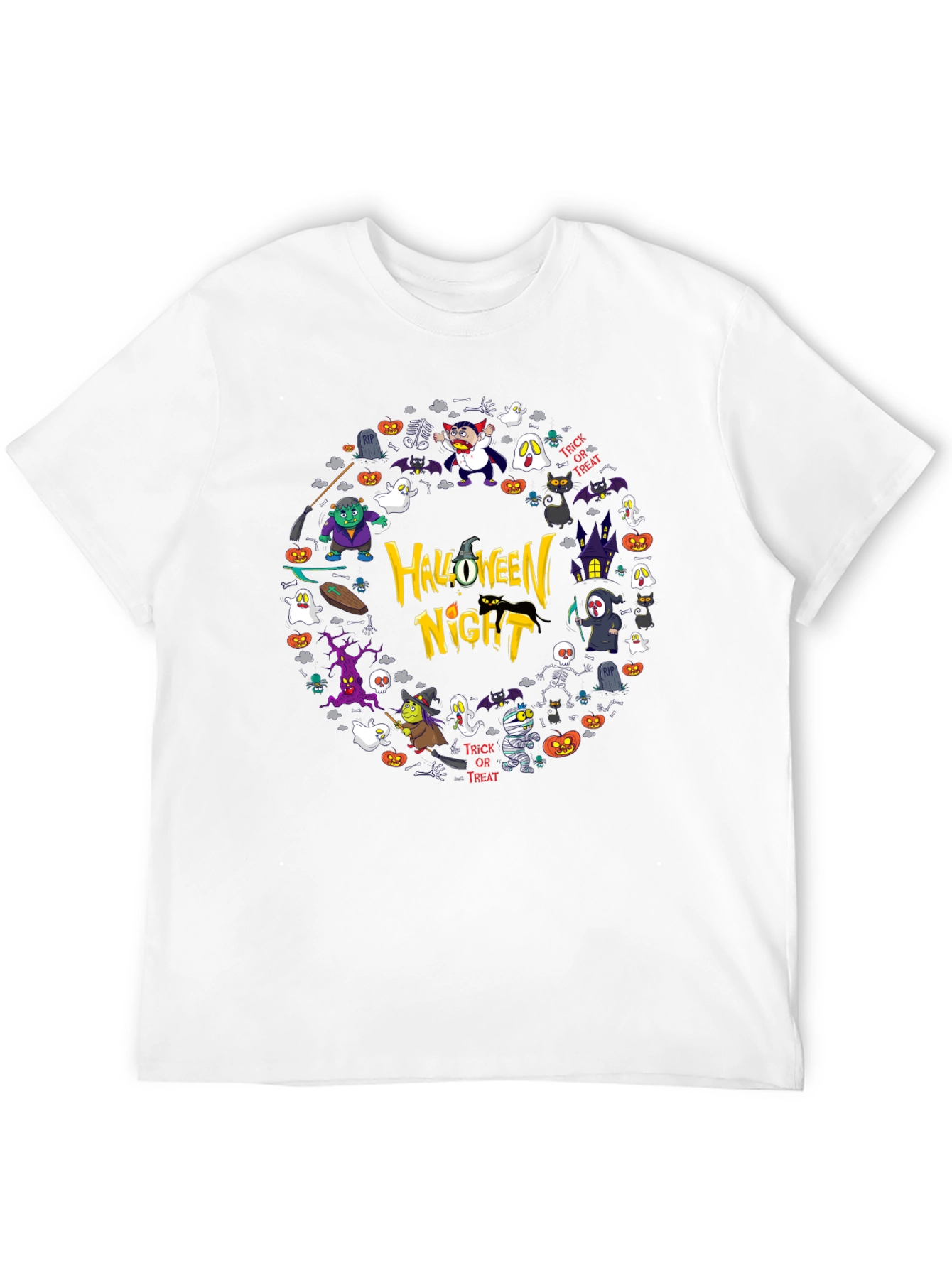 Halloween Night Graphic Print Black T-Shirt
