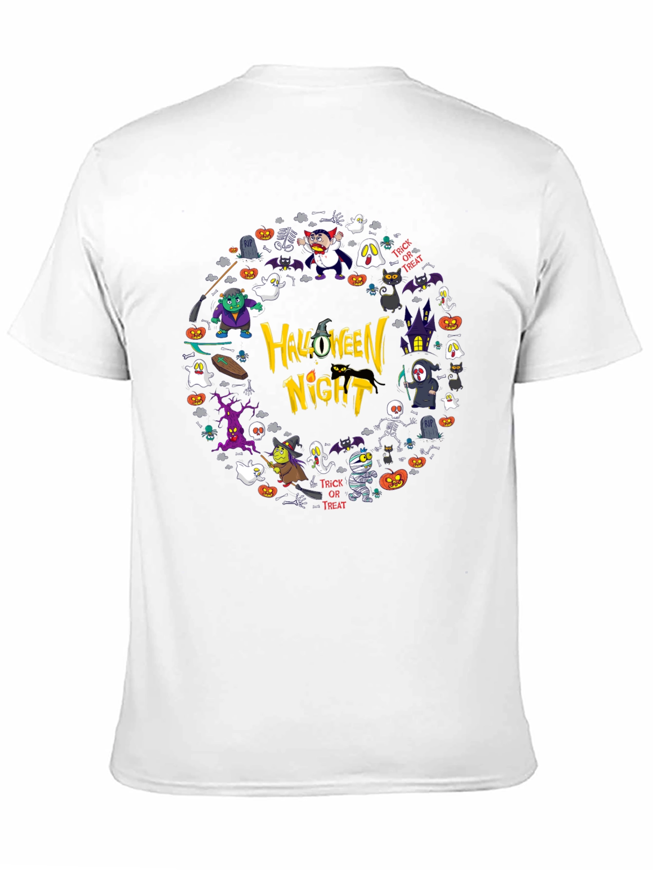 Halloween Night Graphic Print Black T-Shirt