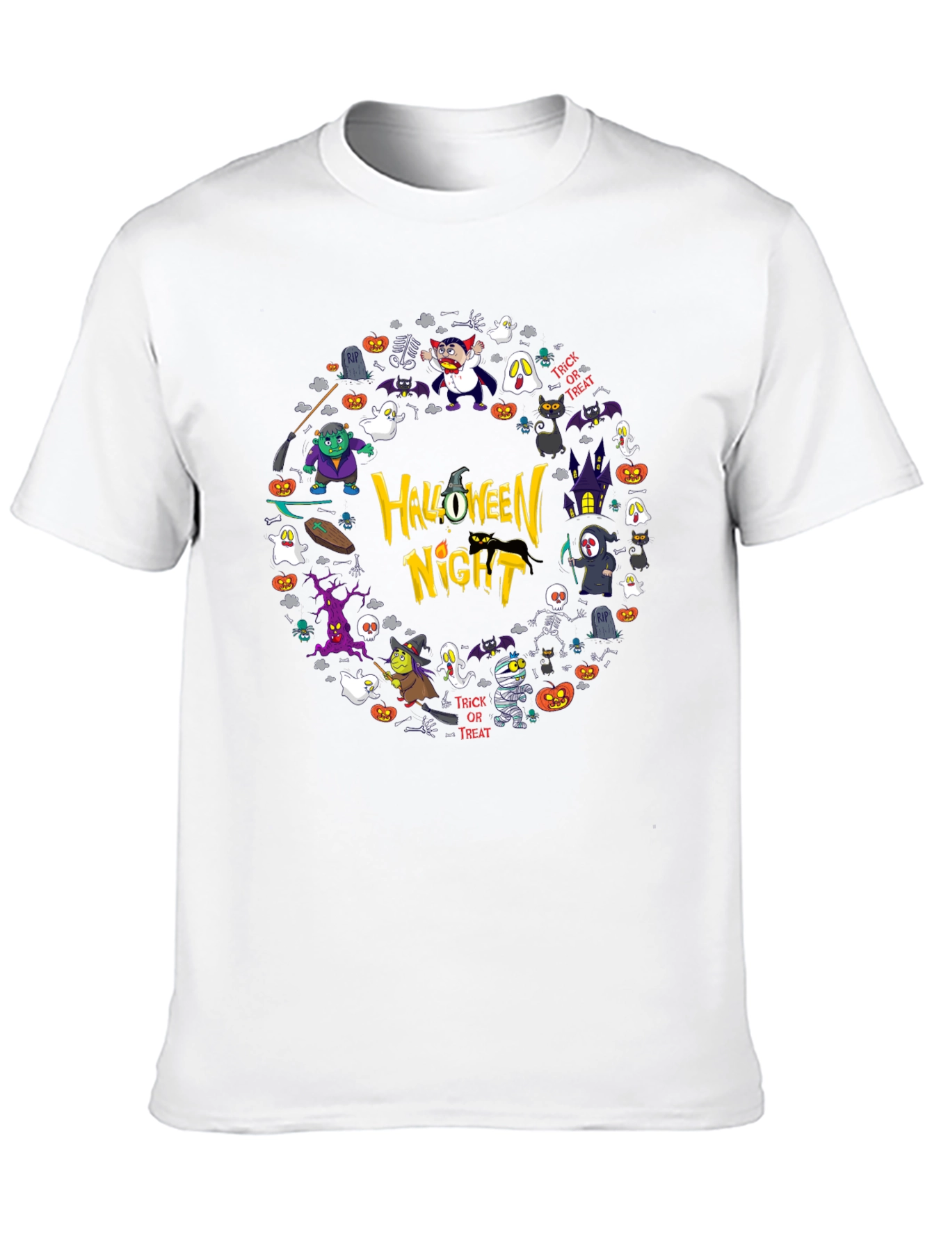 Halloween Night Graphic Print Black T-Shirt