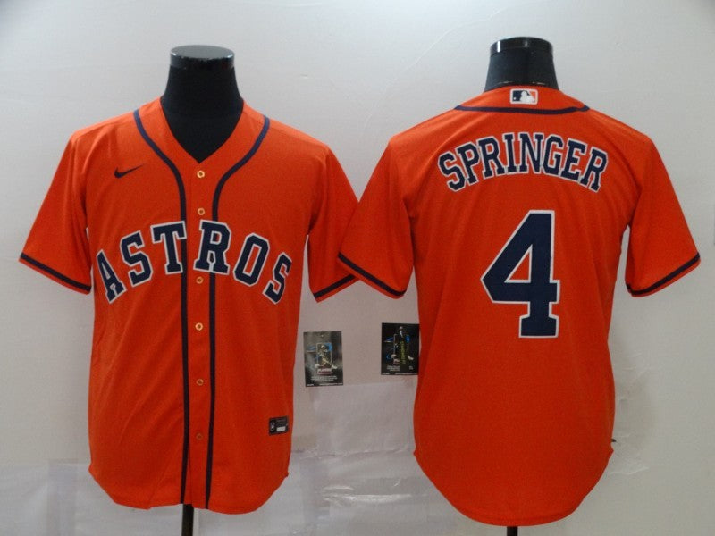 Men's Houston Astros George Springer #4 Orange Replica Baseball Jerseys
