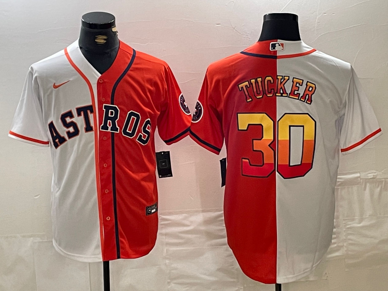 Men's Houston Astros Kyle Tucker #30 White/Orange Replica Player Jerseys