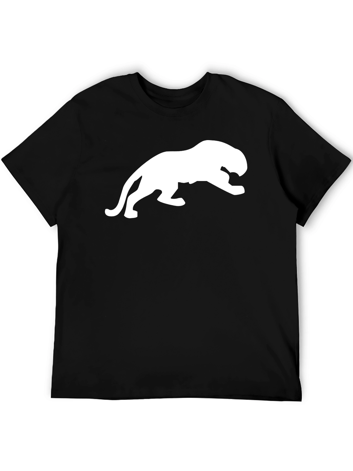 Black T-Shirt with White Panther Design
