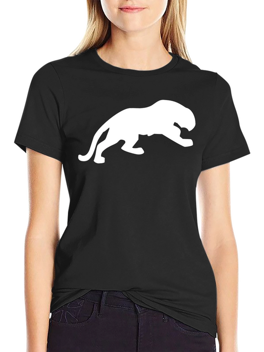 Black T-Shirt with White Panther Design