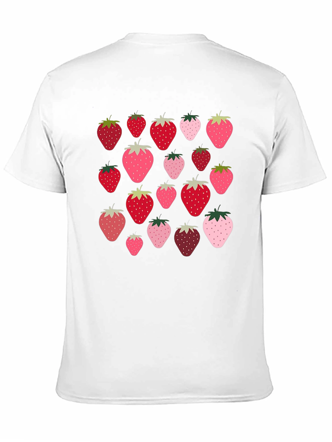 Strawberry Pattern Black T-Shirt