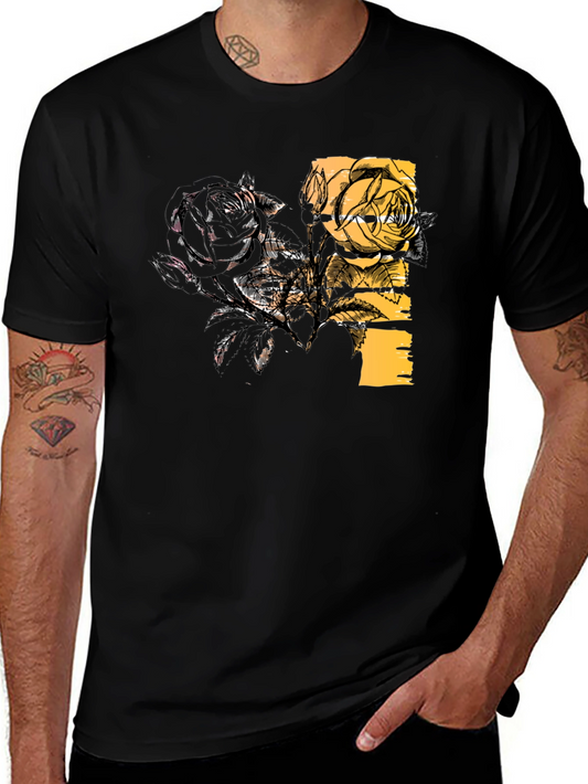 Floral Graphic Black T-Shirt - Modern Style