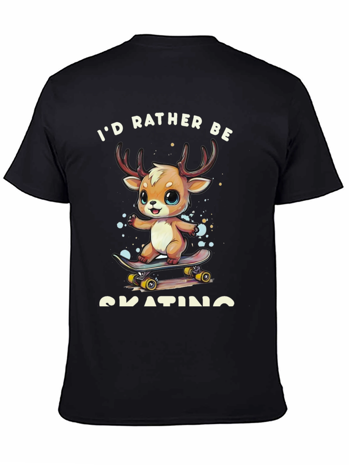 Skating Deer Graphic Tee - Cute Cartoon T-Shirt