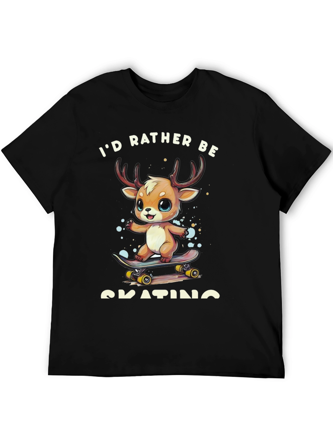 Skating Deer Graphic Tee - Cute Cartoon T-Shirt