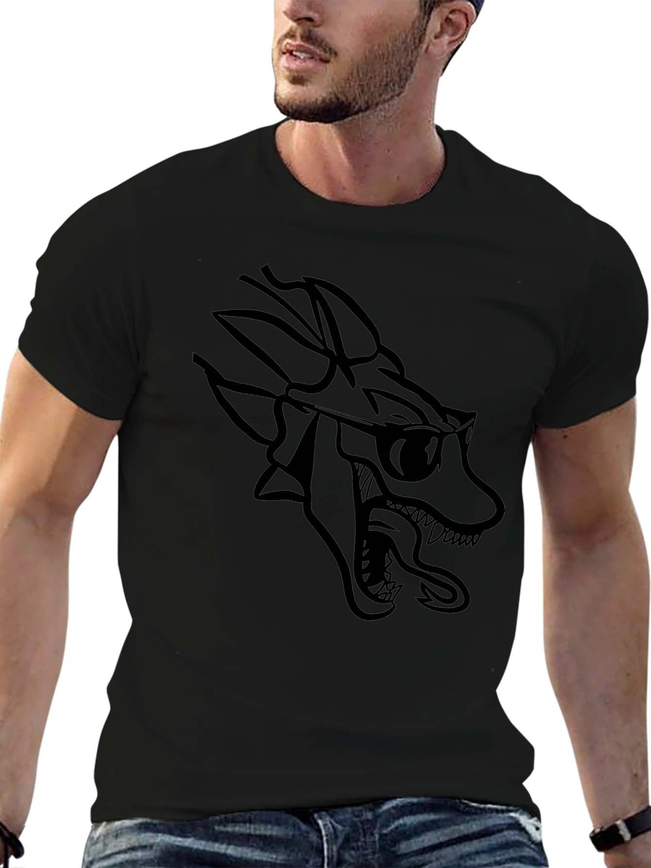Cool Wolf Graphic T-Shirt - Black Cotton Tee
