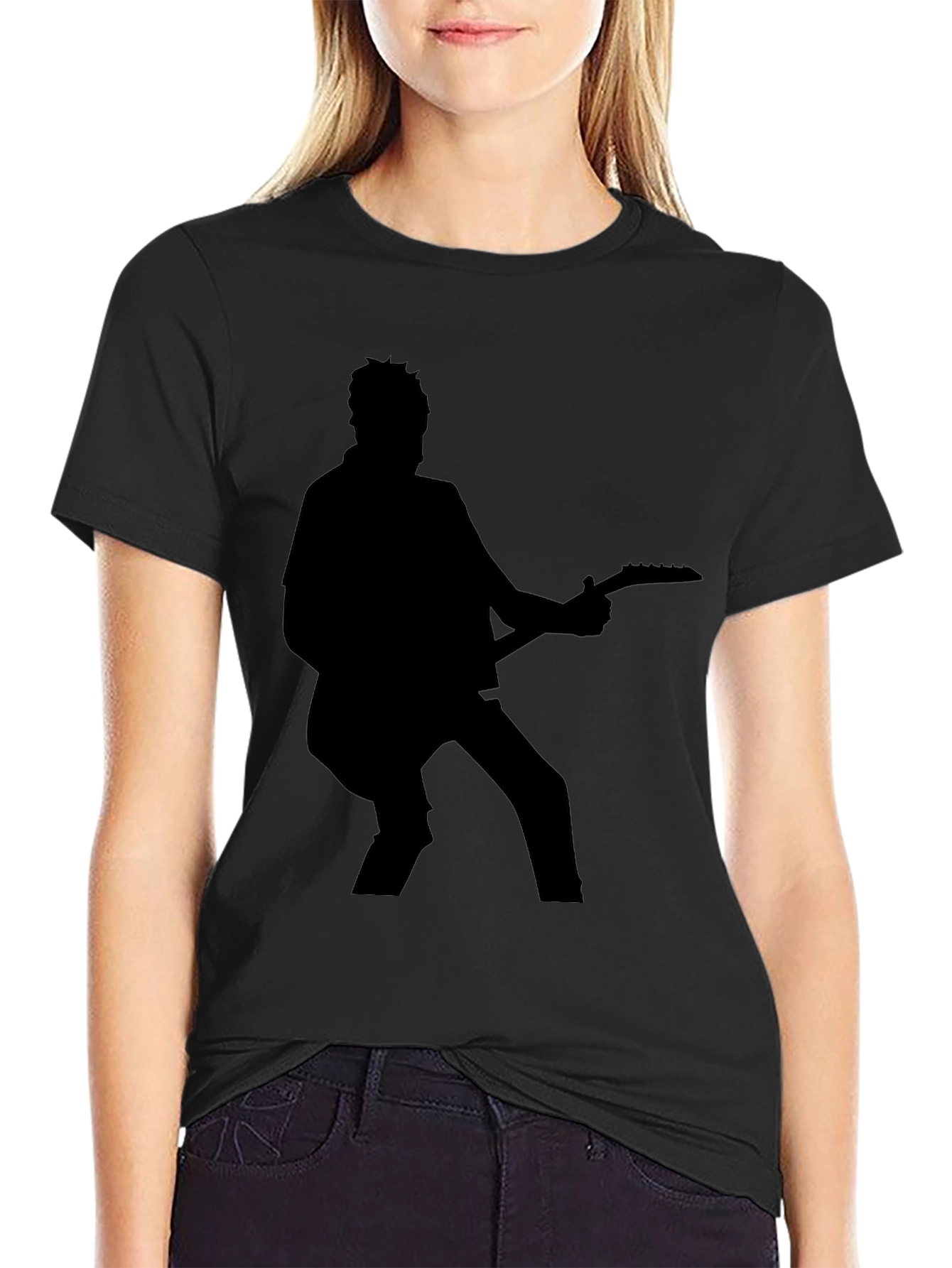 Silhouette Guitarist Black T-Shirt