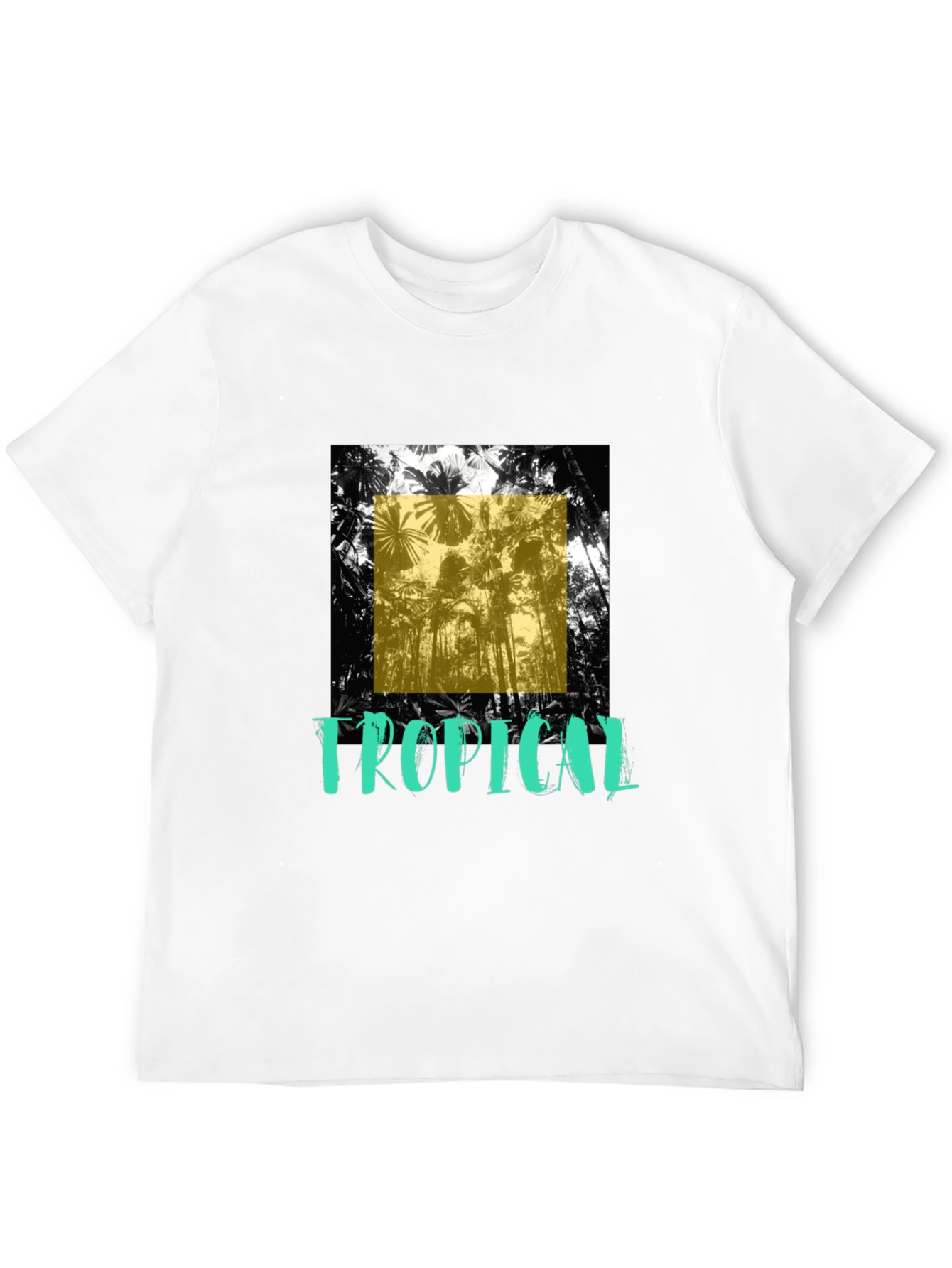 Tropical Graphic Print Black T-Shirt
