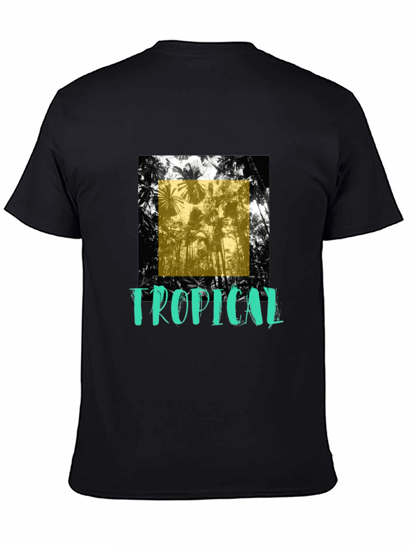 Tropical Graphic Print Black T-Shirt