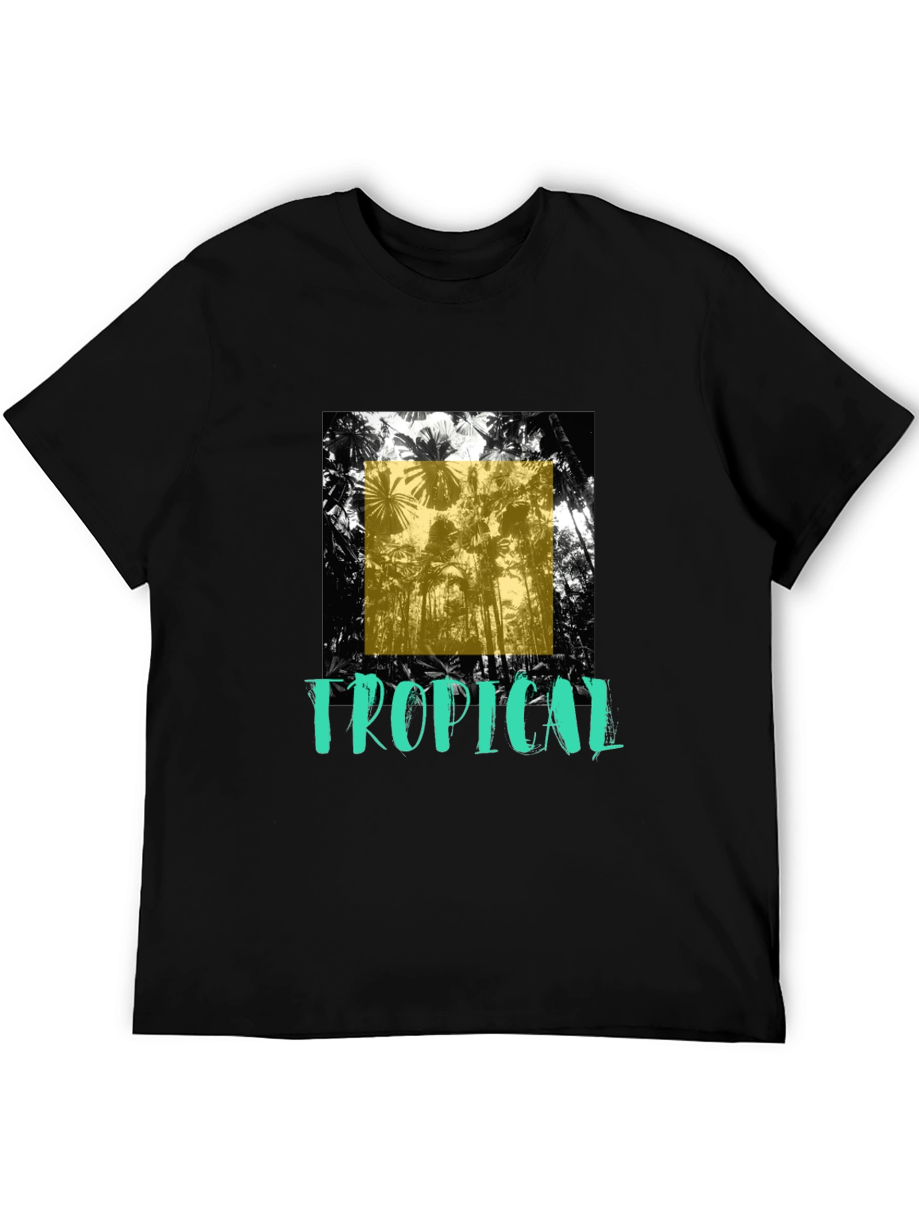 Tropical Graphic Print Black T-Shirt