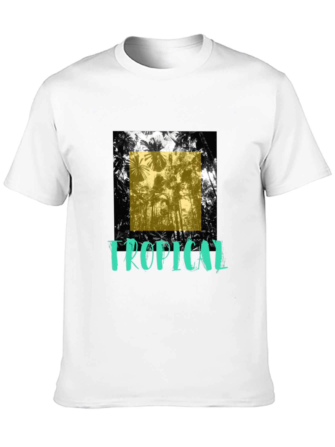 Tropical Graphic Print Black T-Shirt
