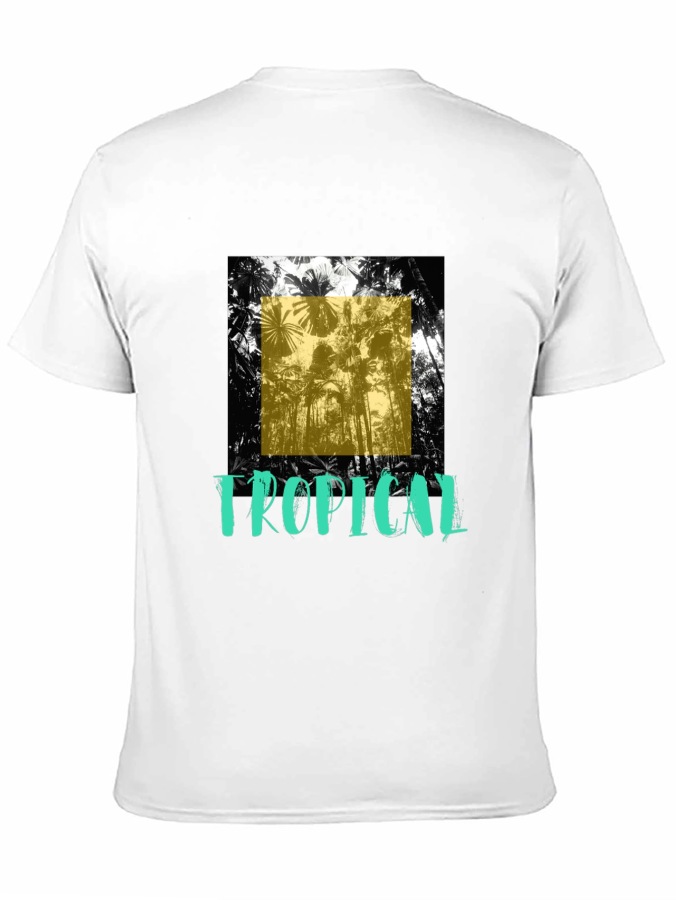 Tropical Graphic Print Black T-Shirt