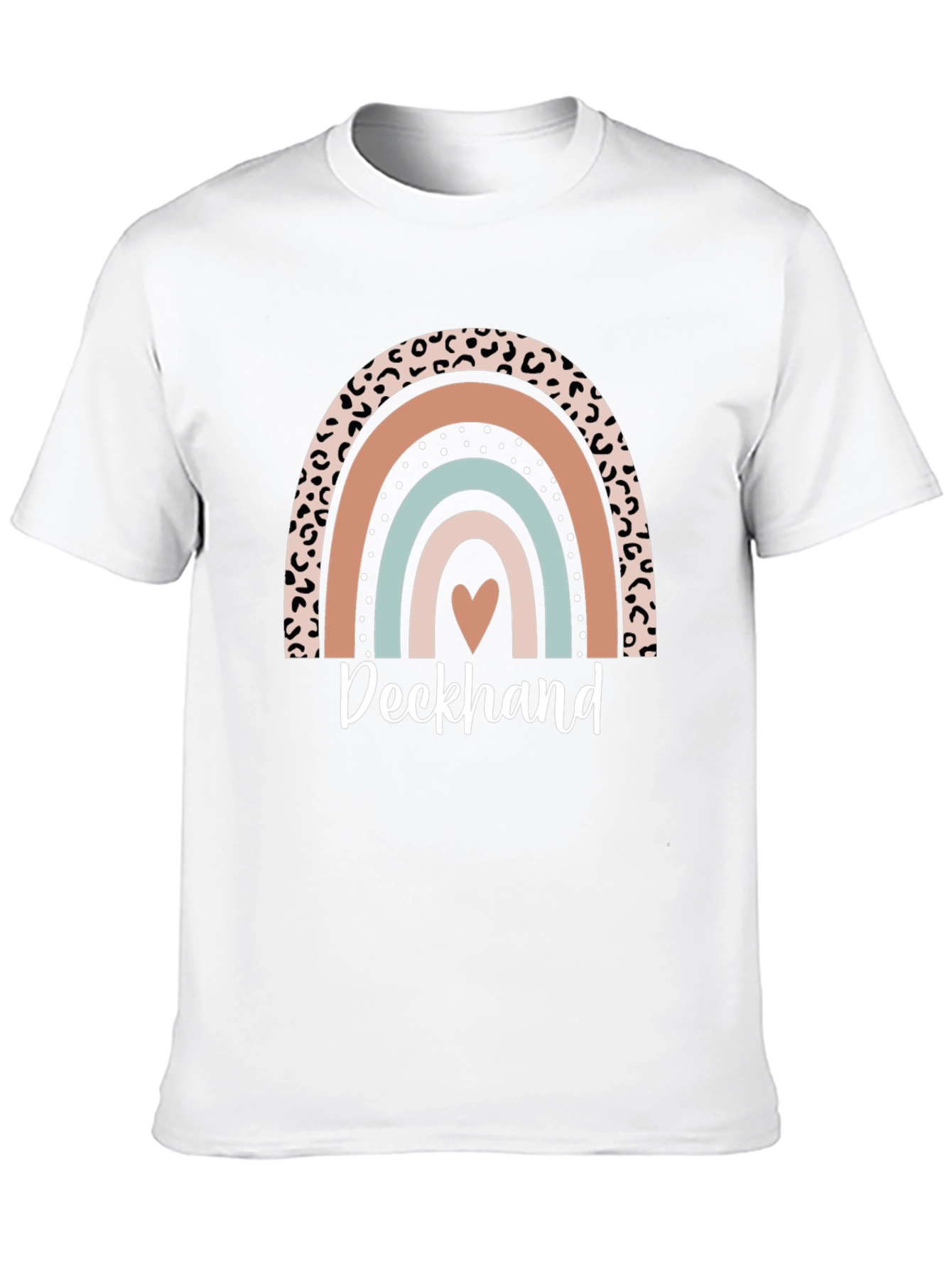 Deckhand Leopard Rainbow Heart T-Shirt
