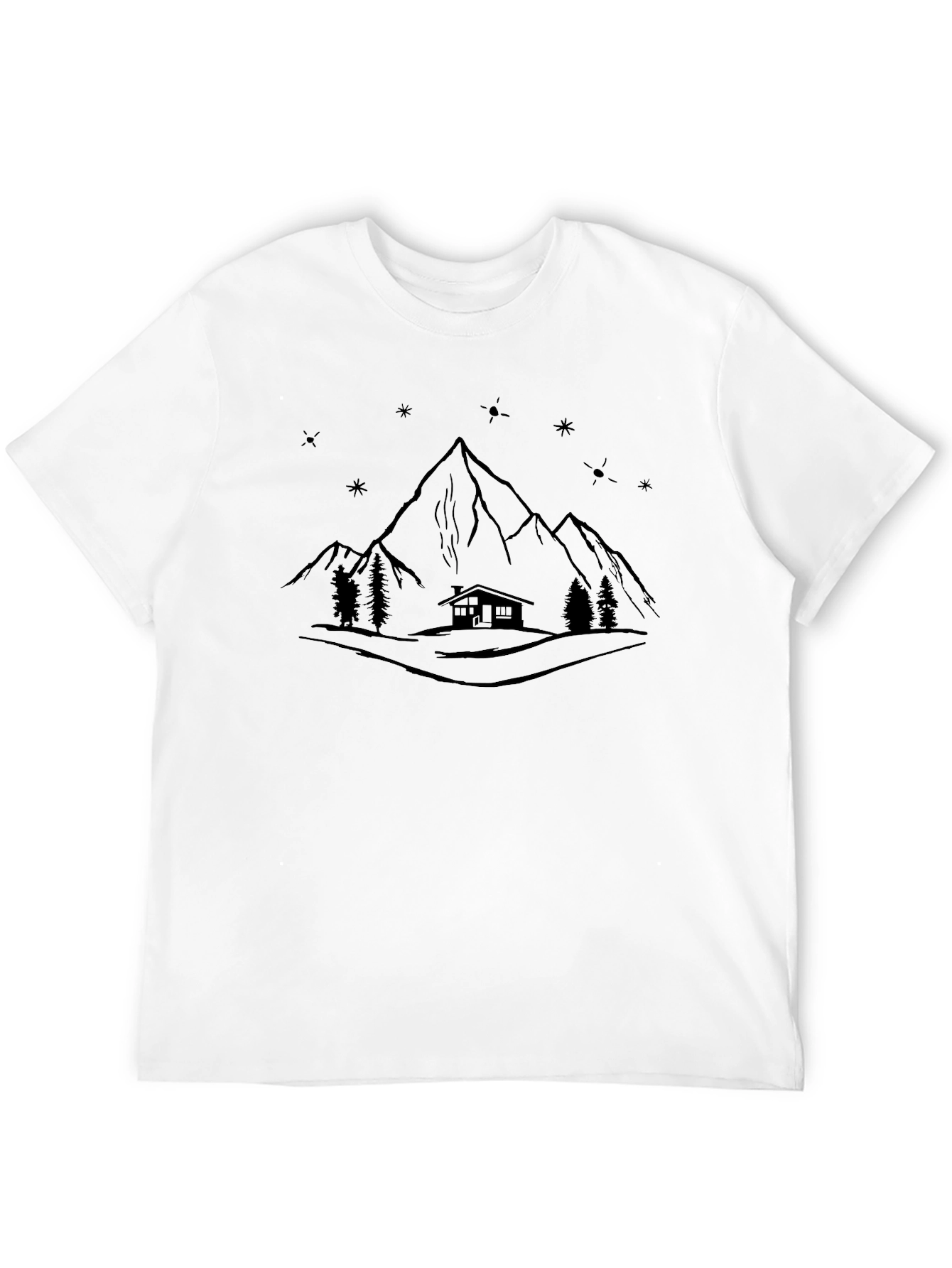 Mountain Cabin Tee - Black Graphic T-Shirt