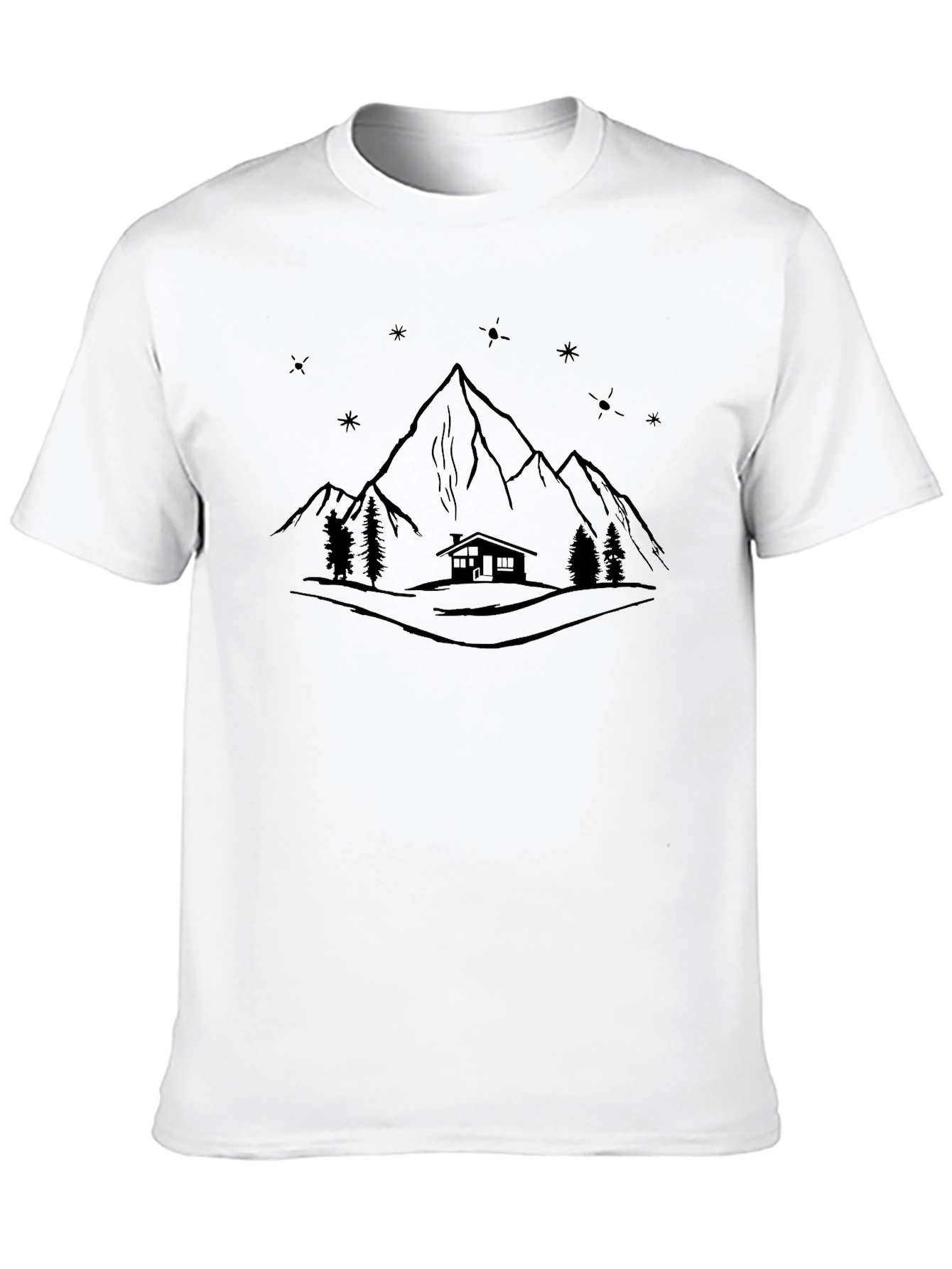 Mountain Cabin Tee - Black Graphic T-Shirt