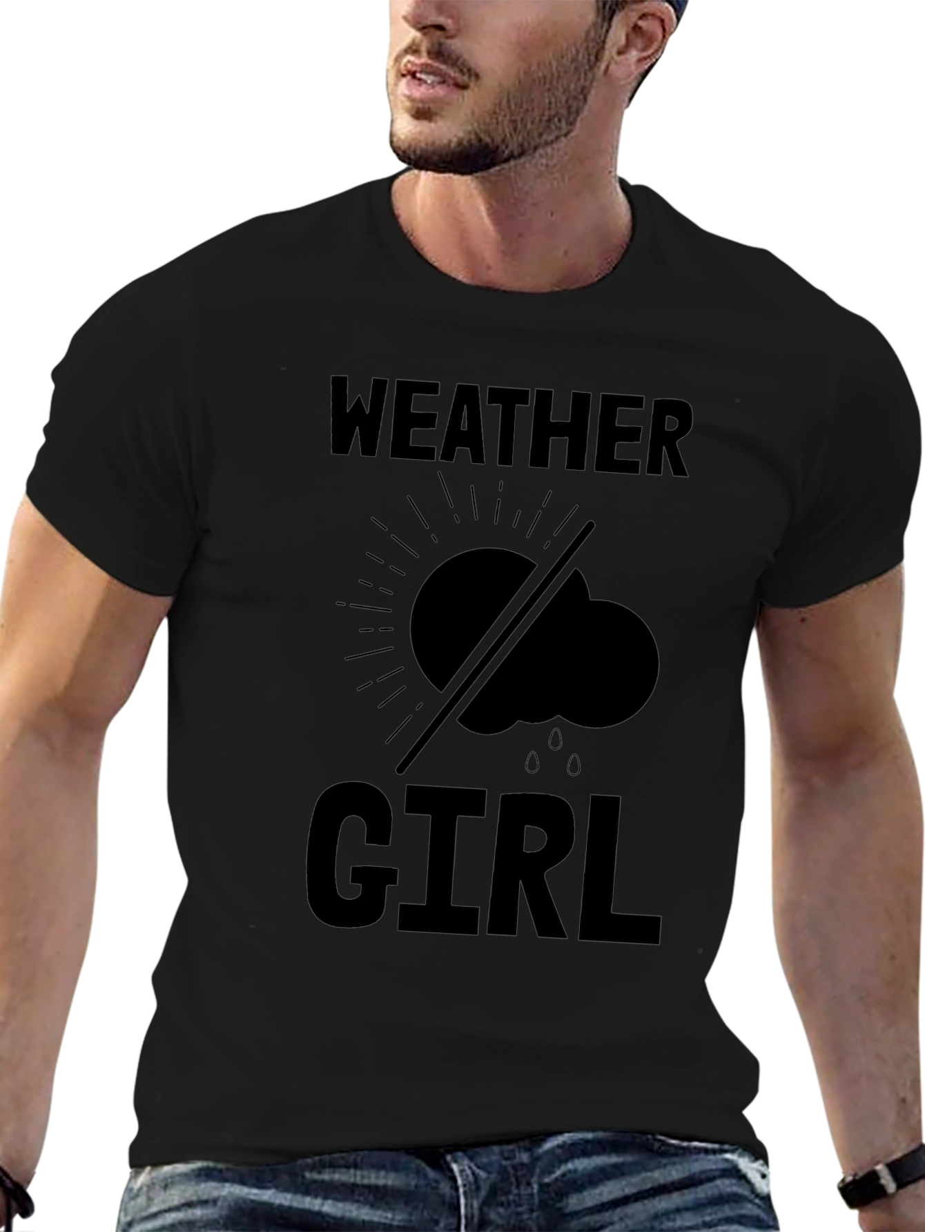 Weather Girl Graphic Tee - Black Cotton T-Shirt