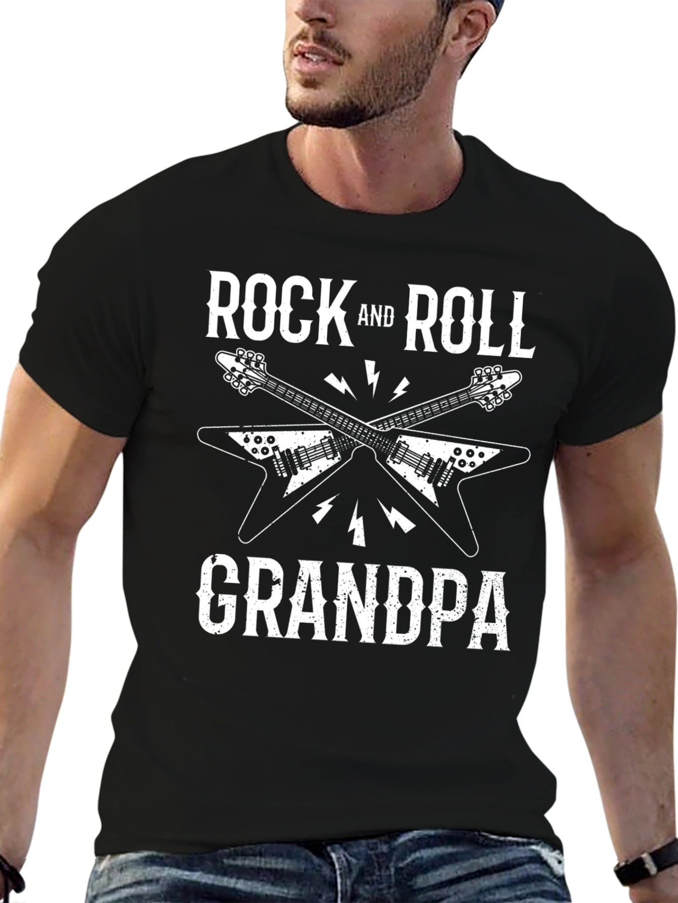 Rock and Roll Grandpa T-Shirt - Guitar Graphic Tee