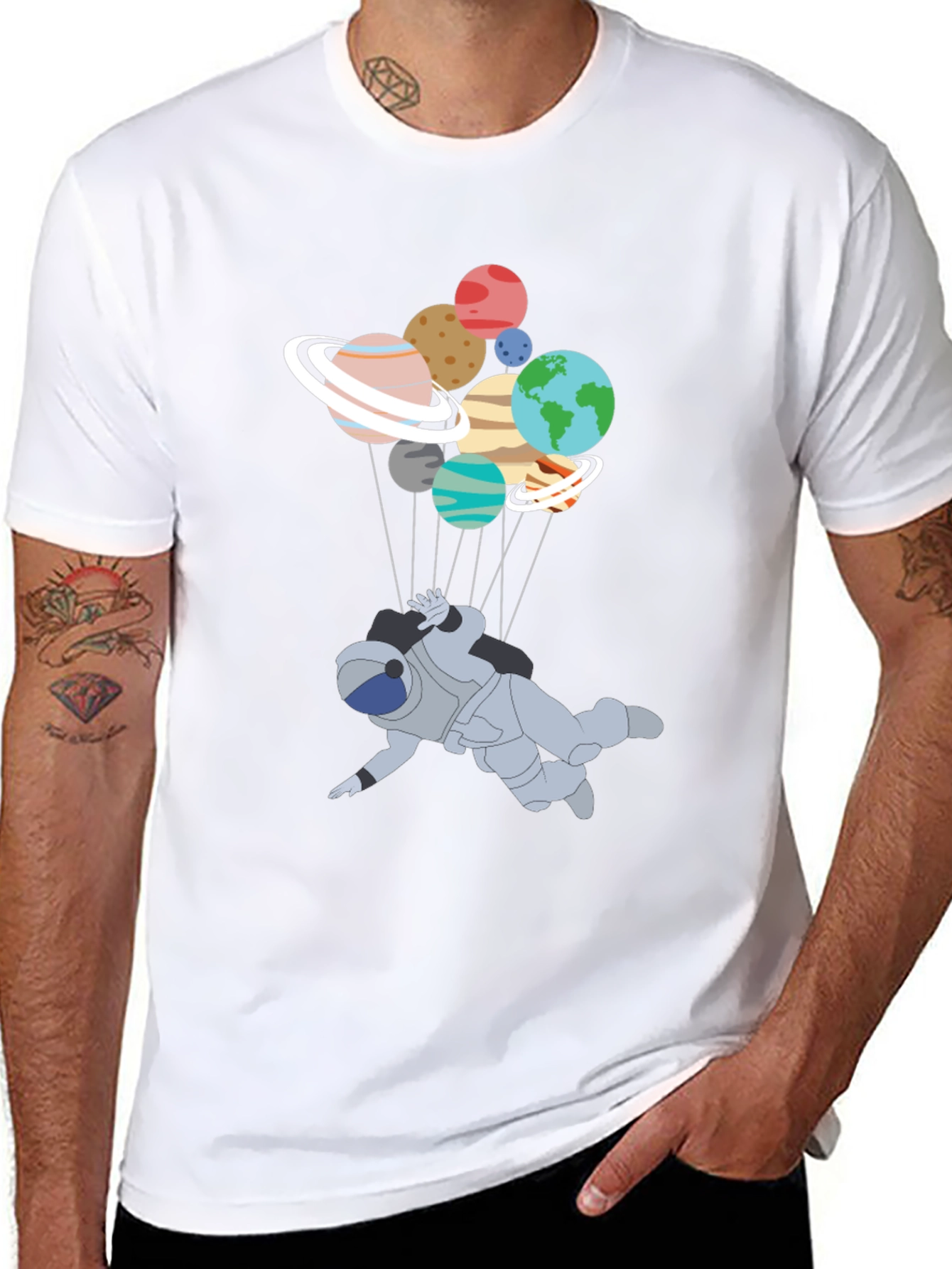 Astronaut Planets T-Shirt - Space Adventure Tee