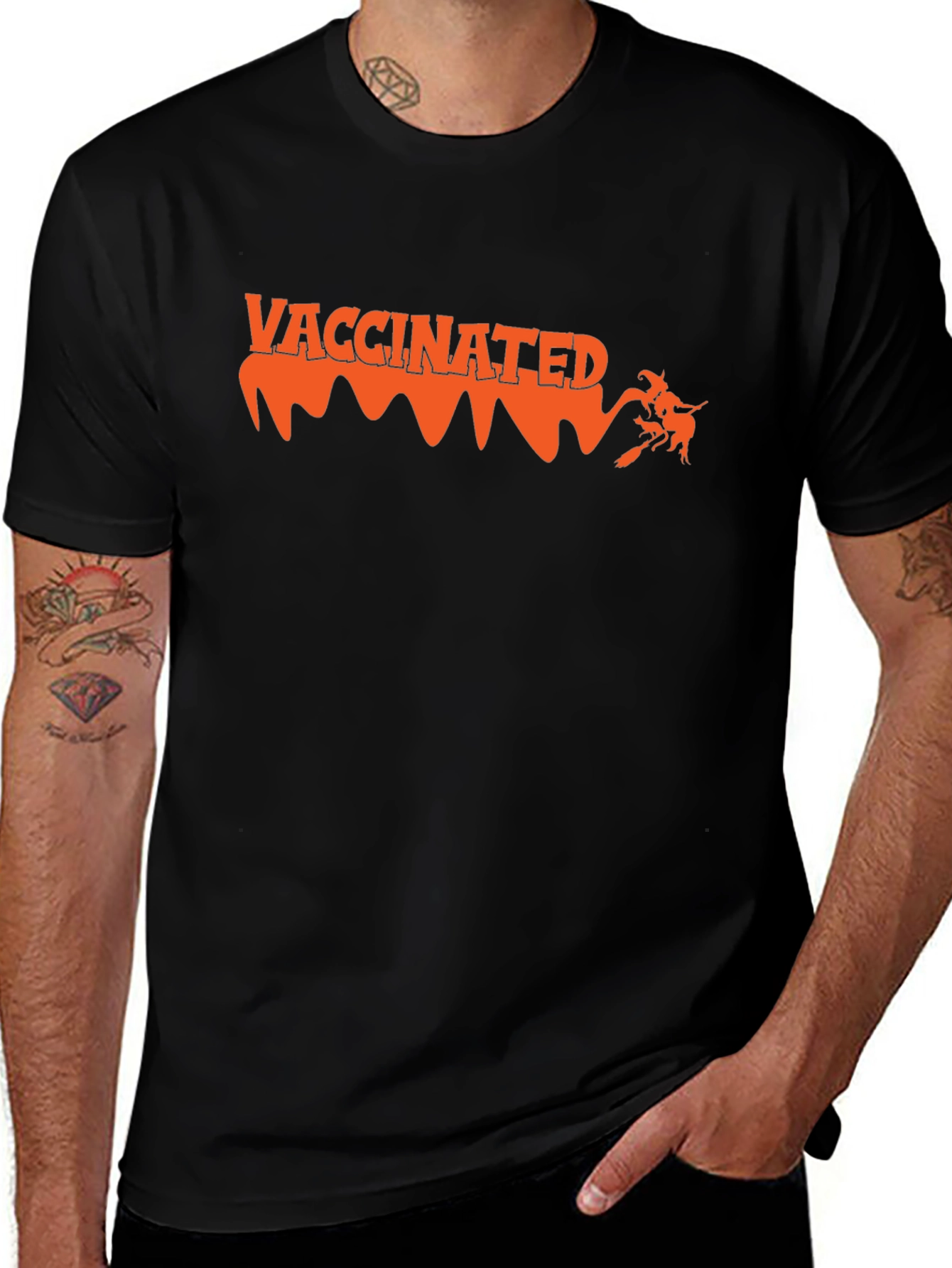 Vaccinated Witch Halloween Tee
