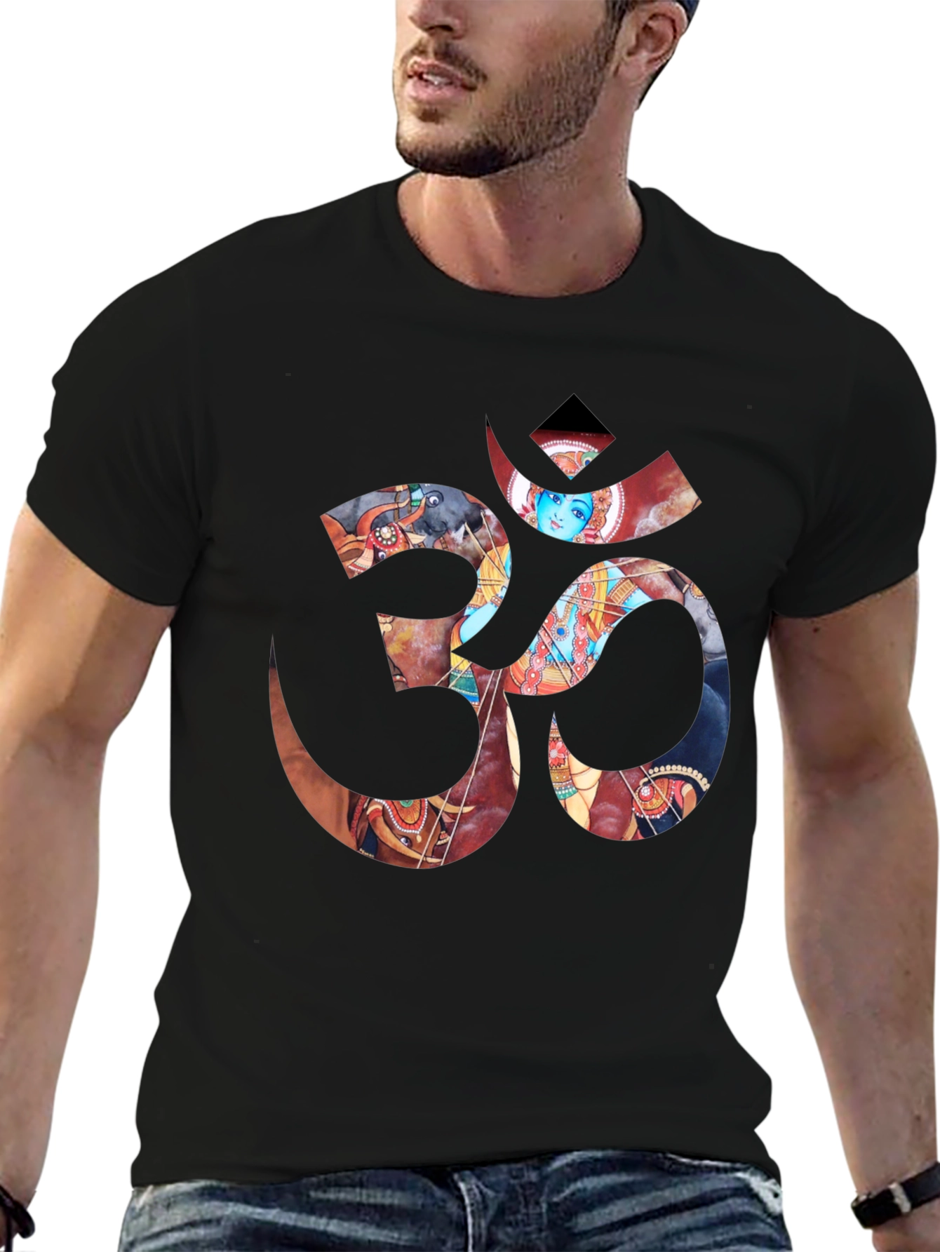 Om Symbol Graphic Tee - Black Cotton Blend