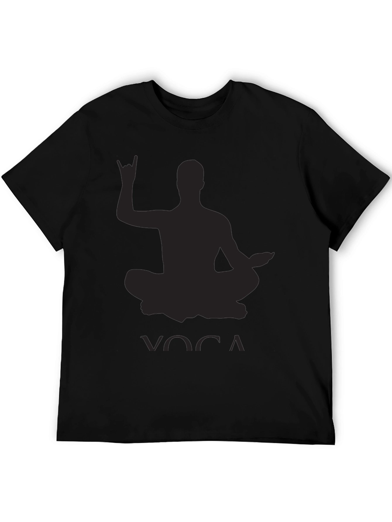 Yoga Rock Hand Sign Black T-Shirt