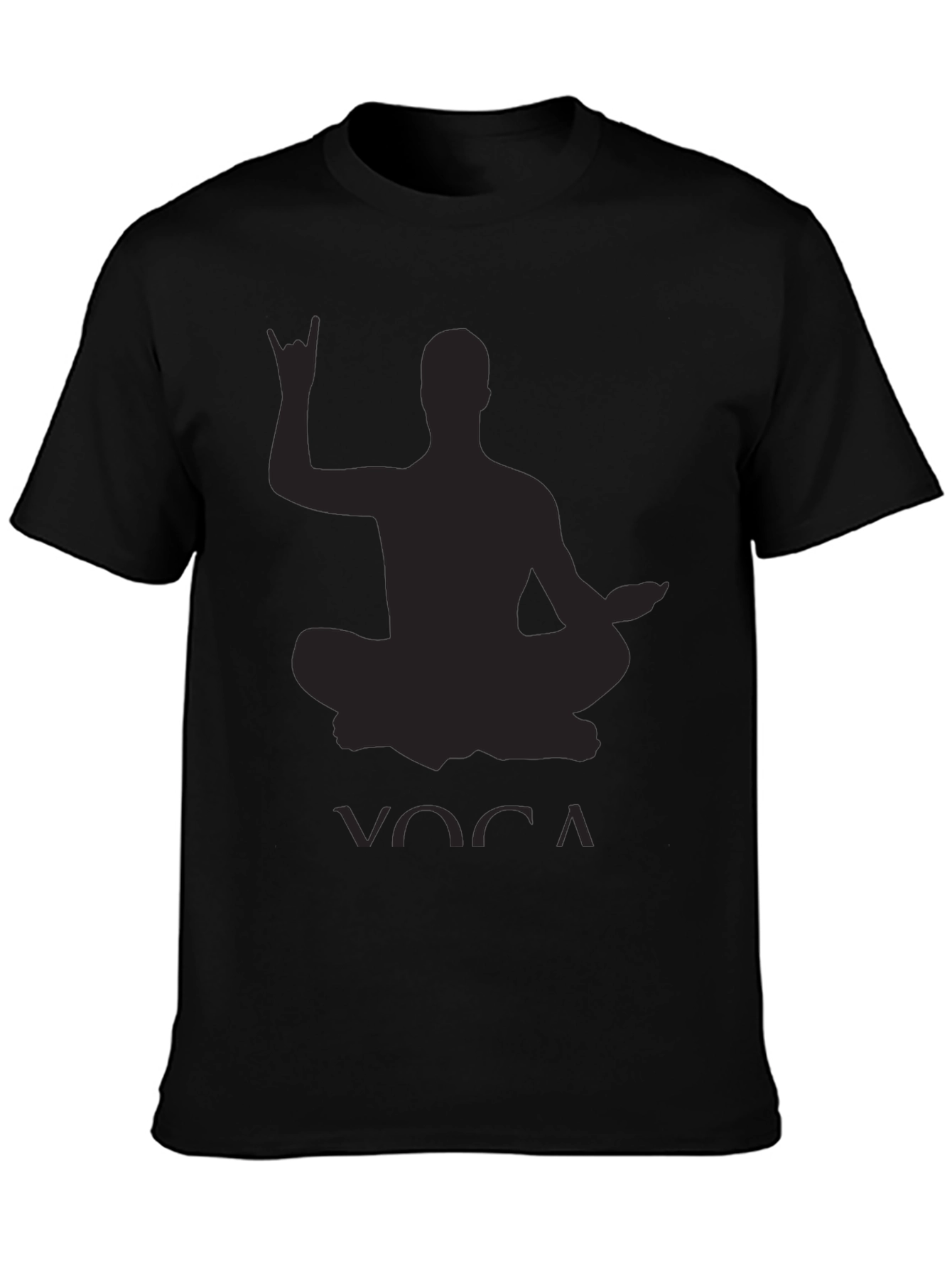 Yoga Rock Hand Sign Black T-Shirt