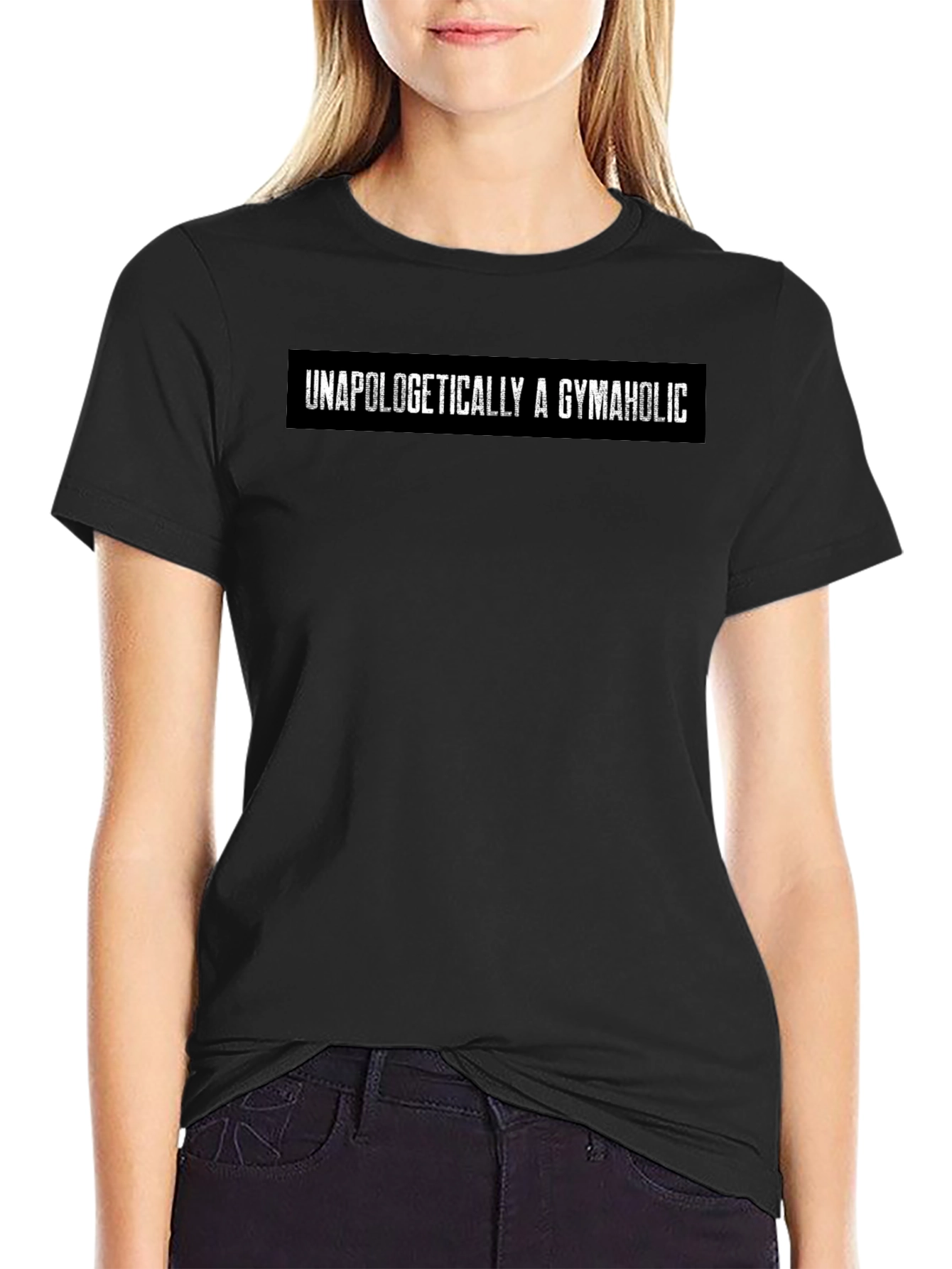Unapologetically A Gymaholic Graphic Tee - Black