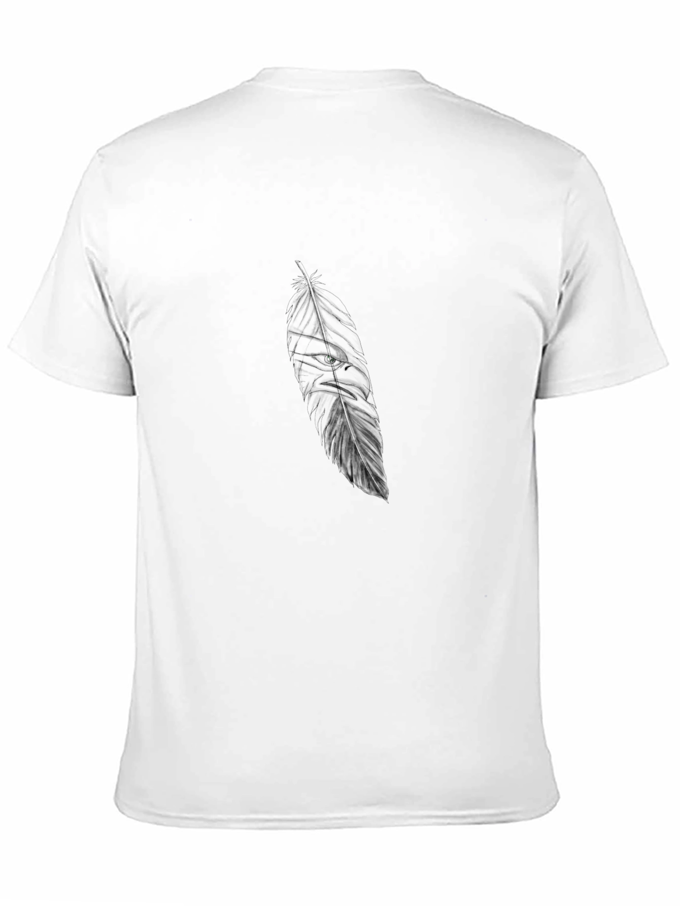 Black Tee with Feather-Eagle Design